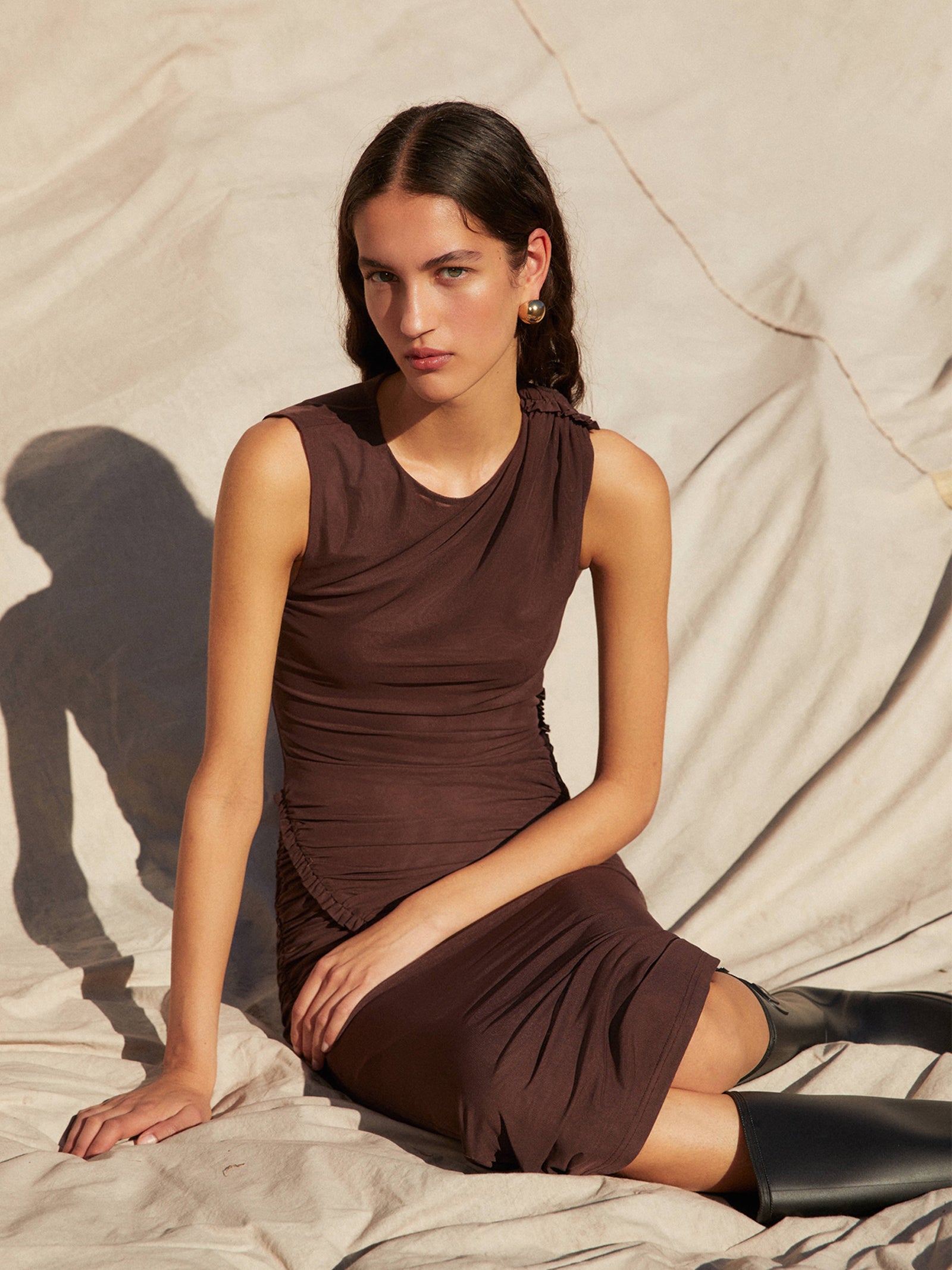 Knox Midi Dress in Dark Chocolate