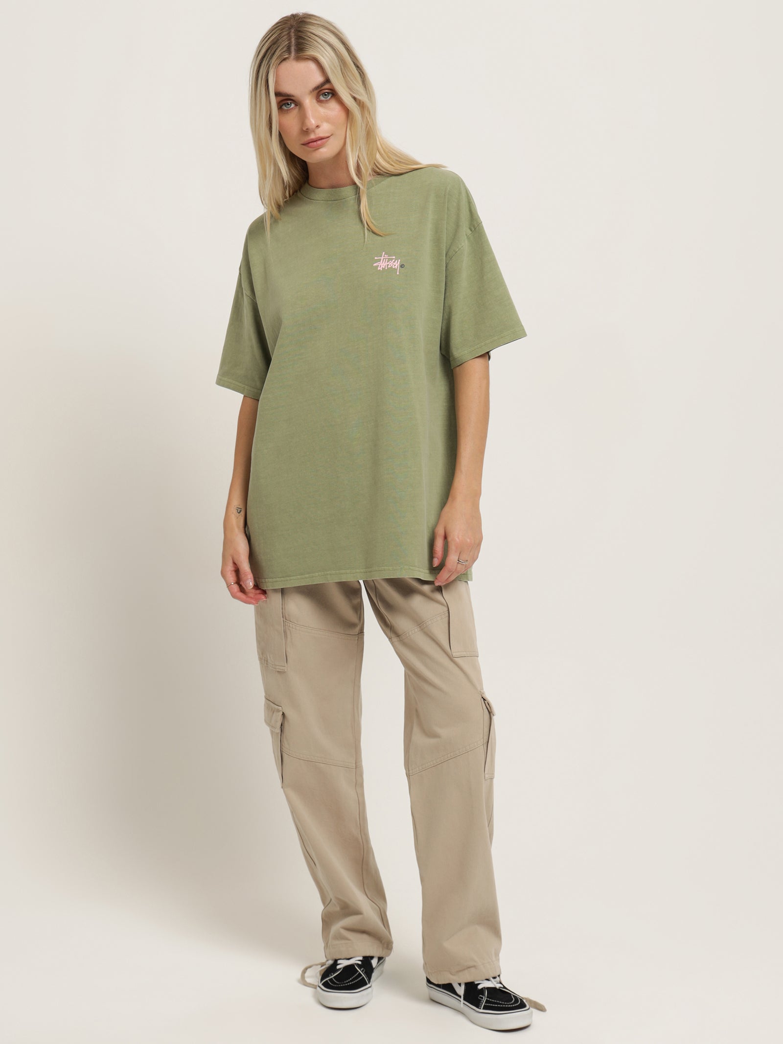 Graffiti Pigment T-Shirt in Moss Green