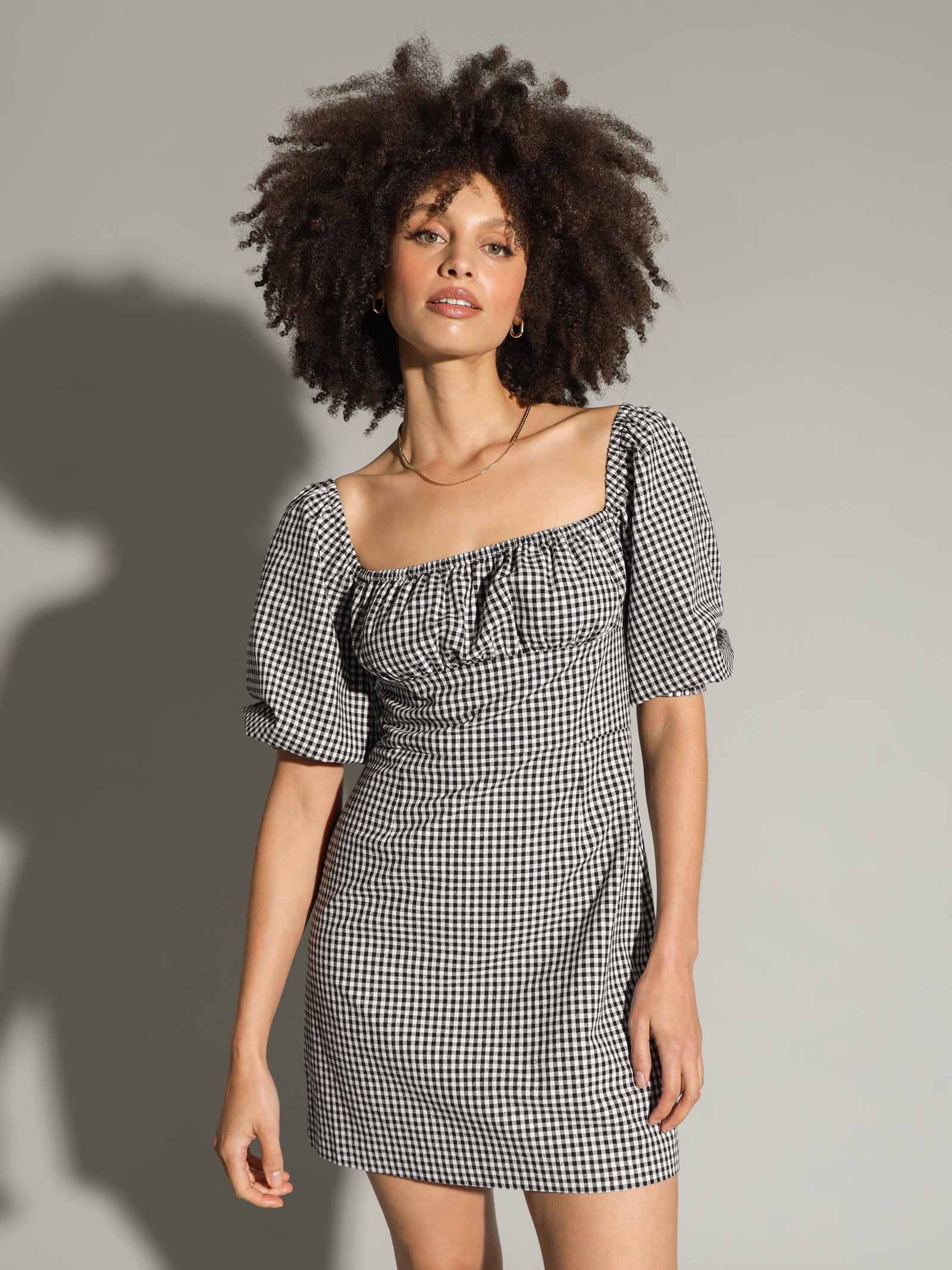 Tully Mini Dress in Black Gingham