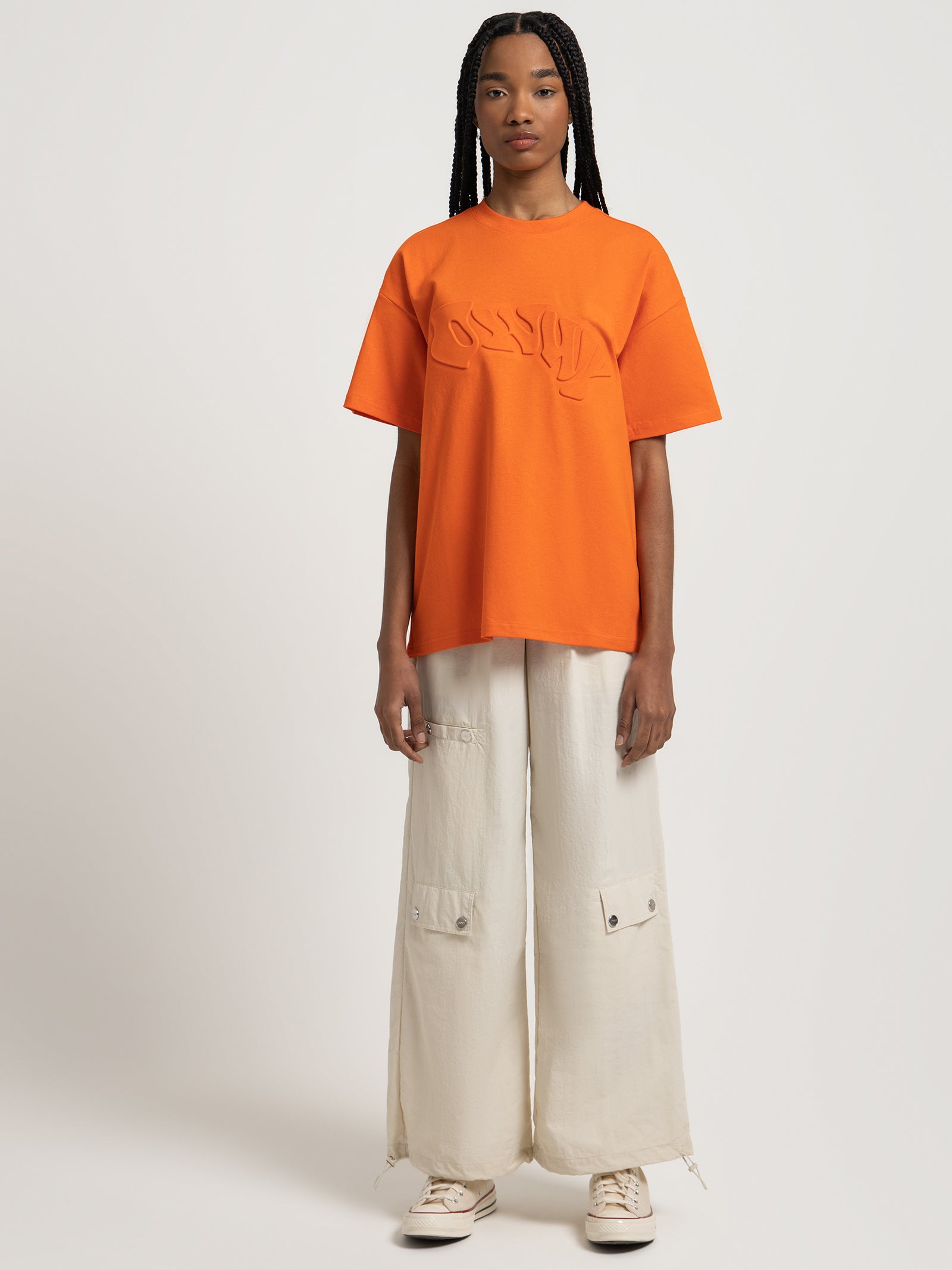 Embossed Owwy T-Shirt in Pepper Orange