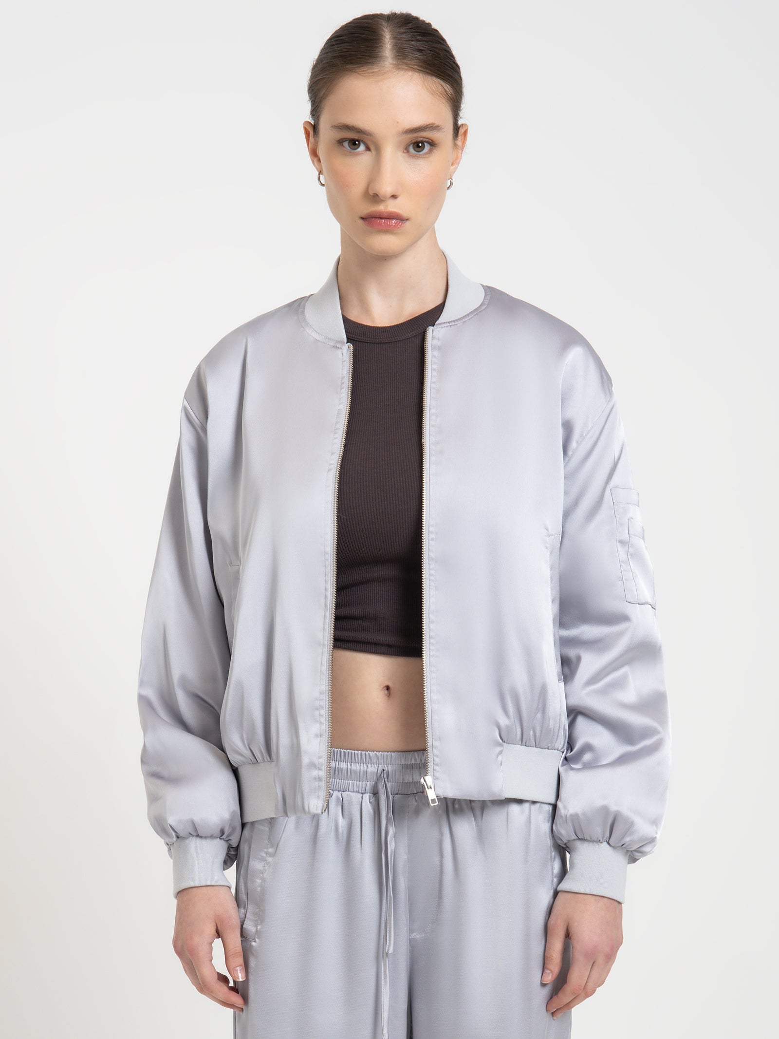 Hazel Bomber Jacket in Silver