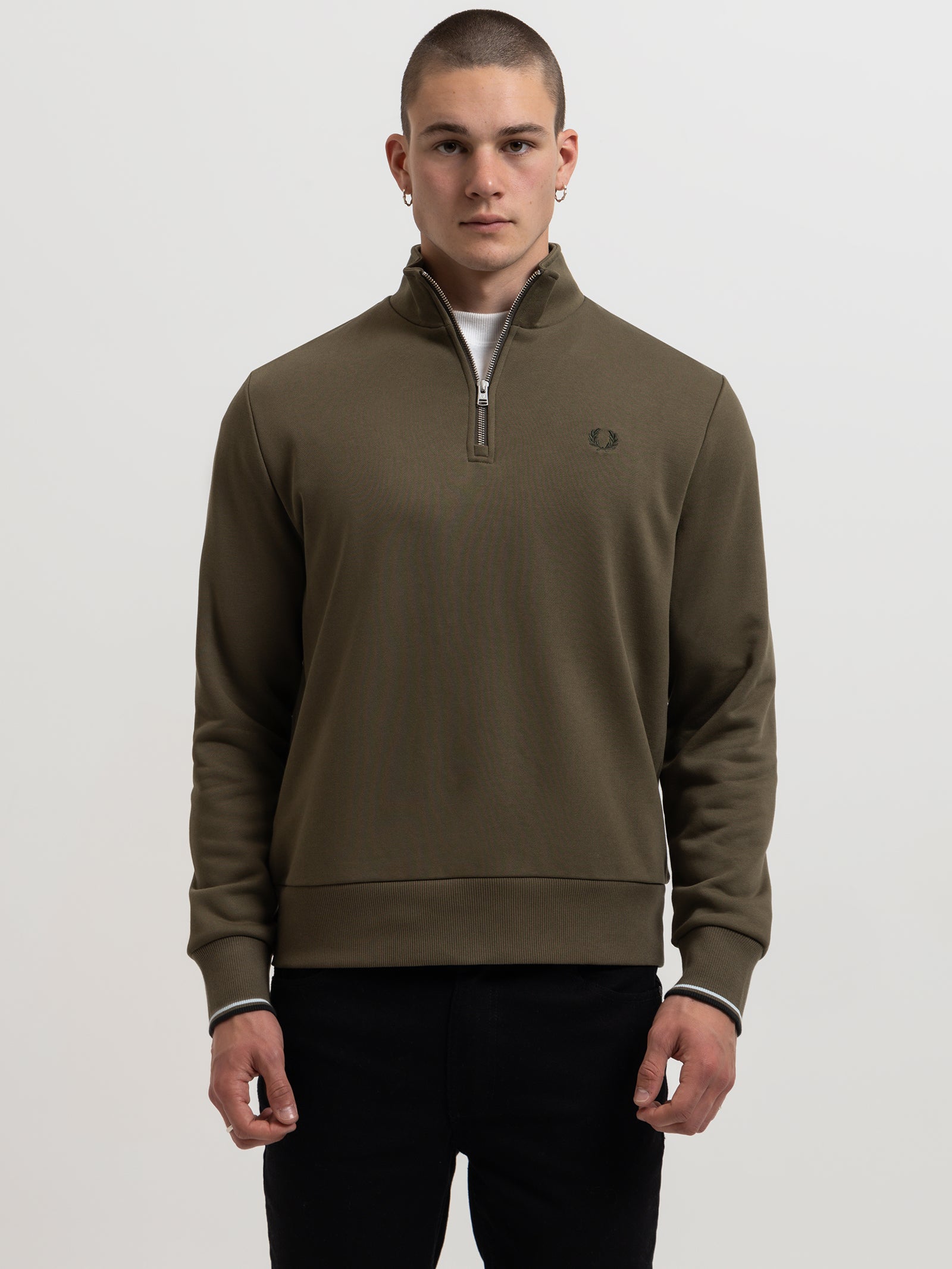 Half Zip Sweatshirt in Dark Green