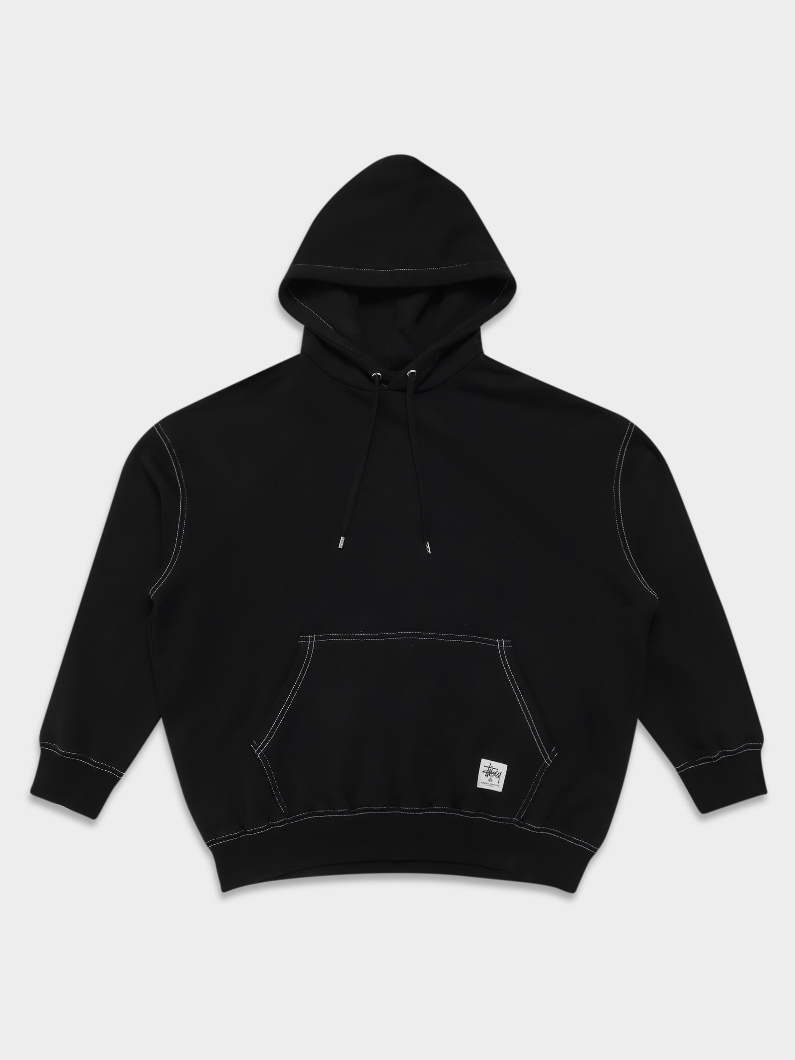 Contrast Stitch Oversized Hoodie in Black