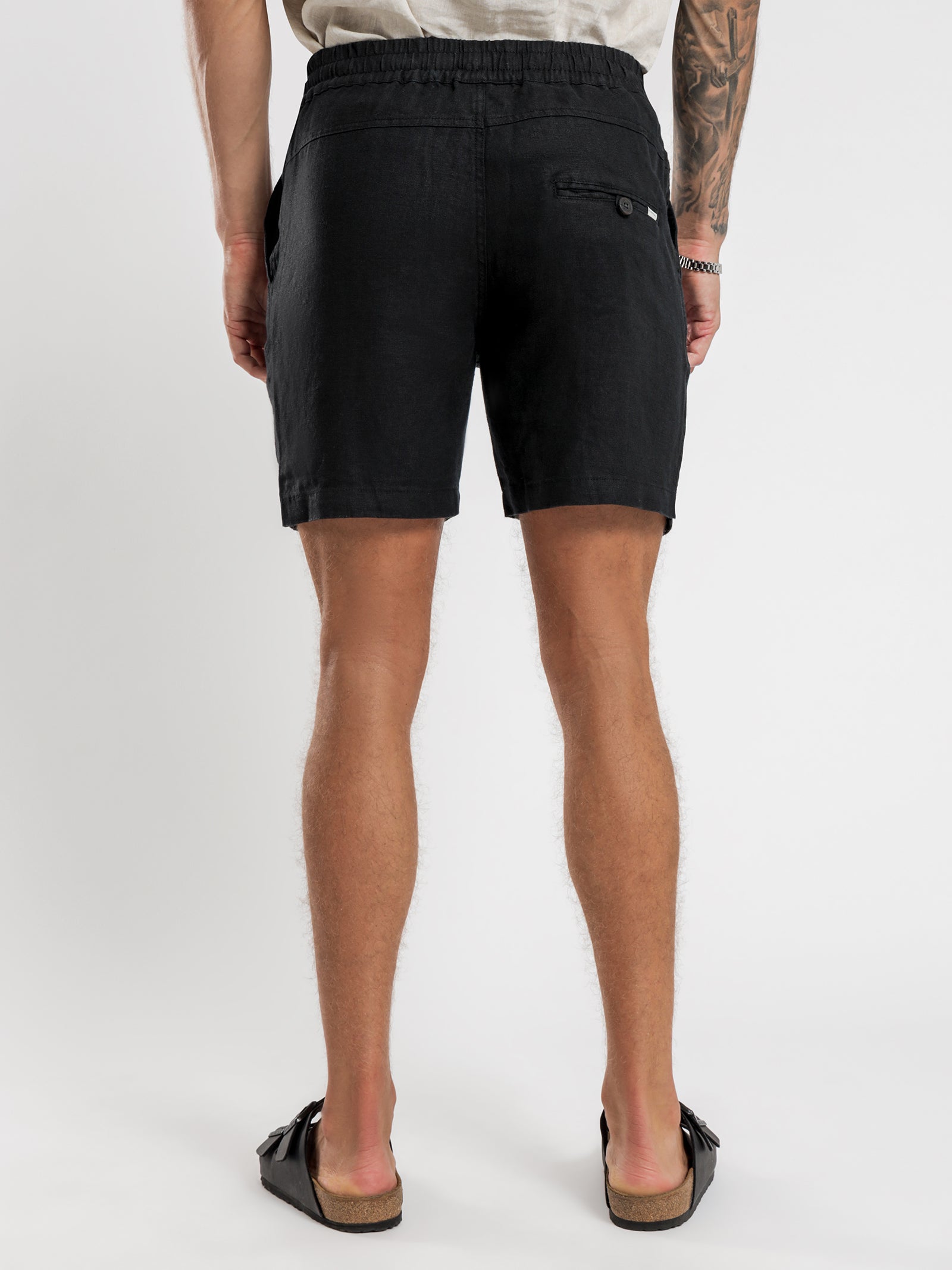 Riviera Linen Shorts in Black