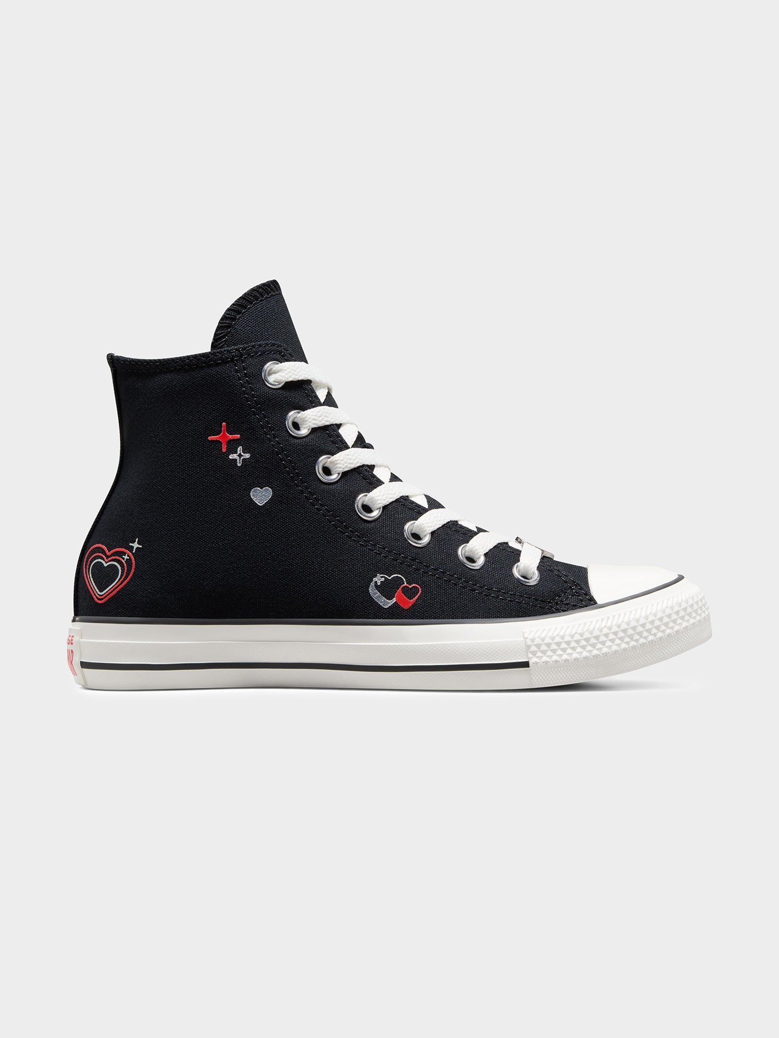 Womens Chuck Taylor All Star Y2K Heart High Top Sneakers in Black