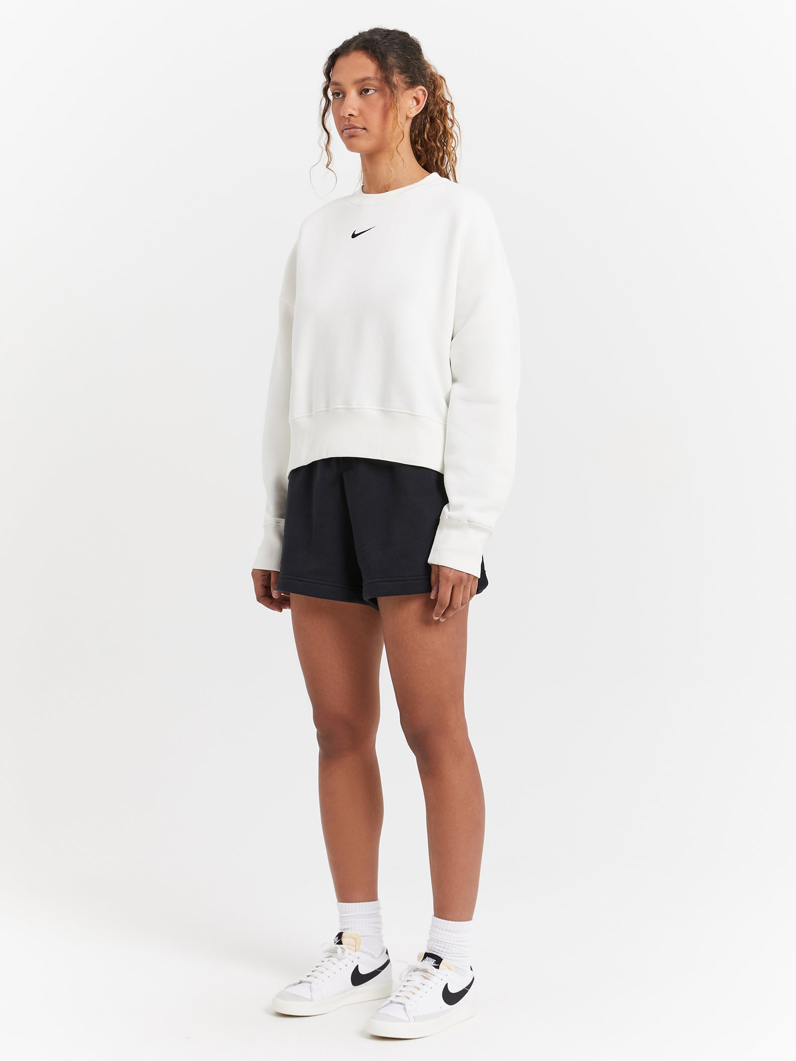 Over Oversized Crew Neck Sweatshirt in Sail & Black