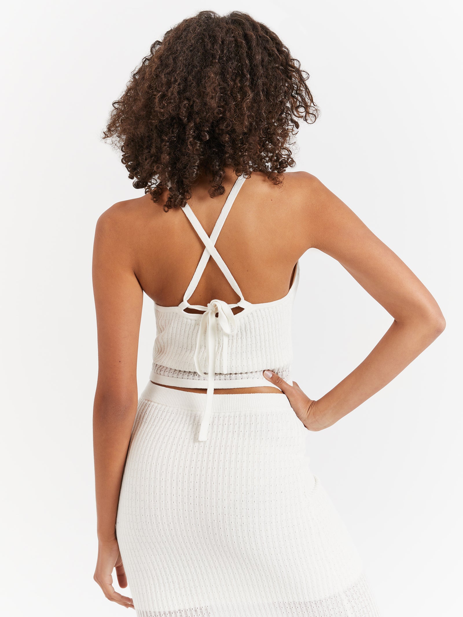 Alani Knit Halter Top in Off White