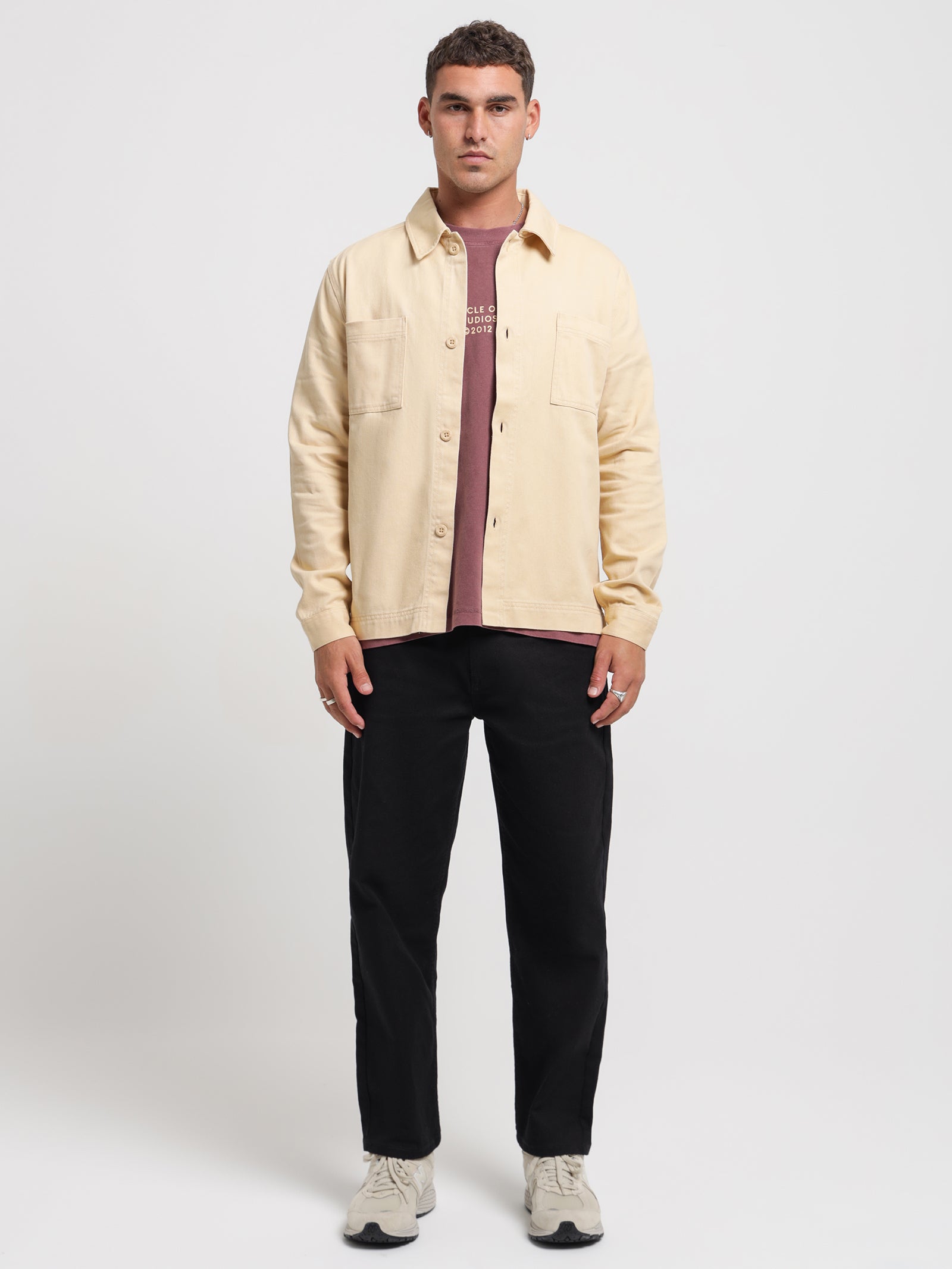 Twill Overshirt in Cream