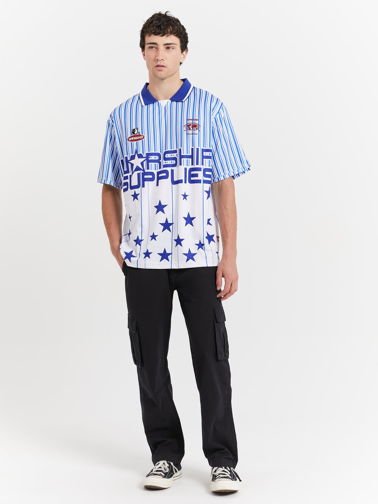 Star Stripe Football Jersey in Levitation Blue