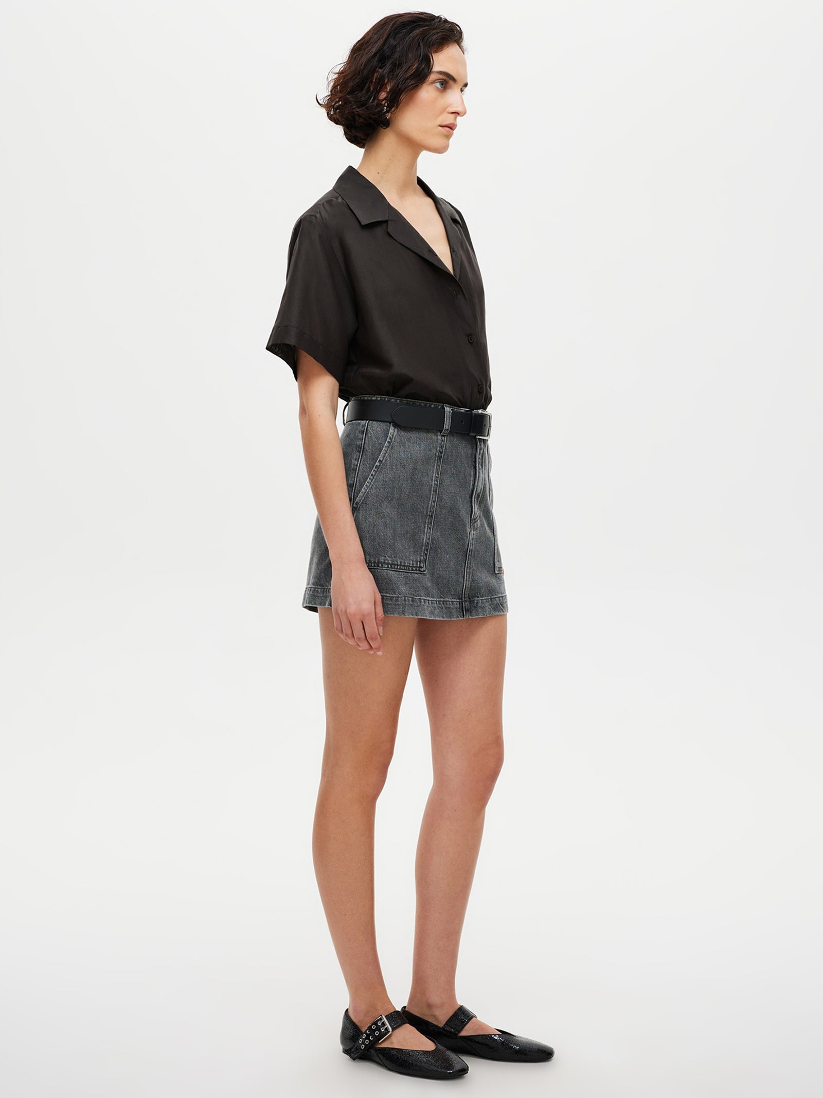 Mercer Mini Skirt In Stone Grey