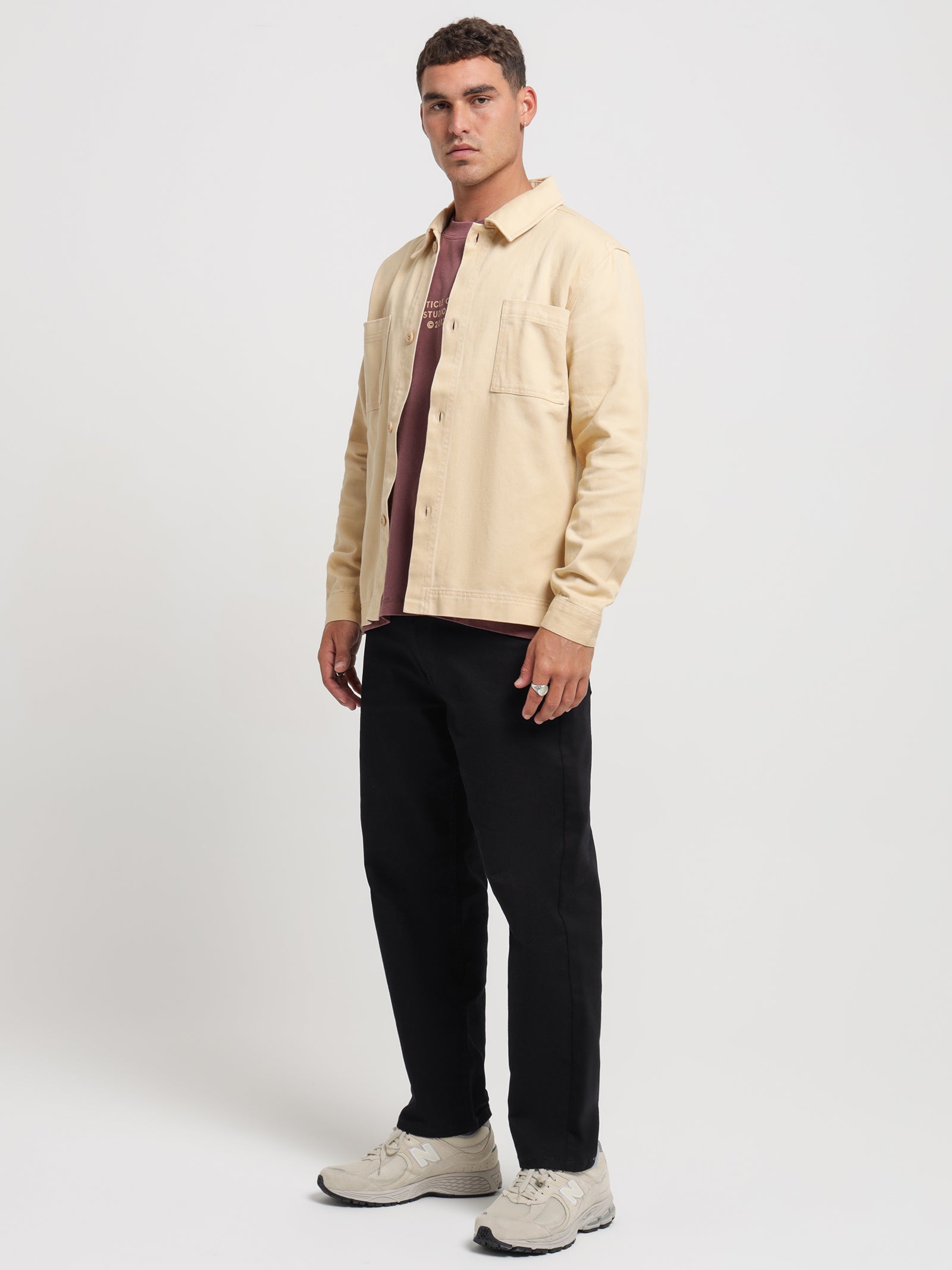 Twill Overshirt in Cream