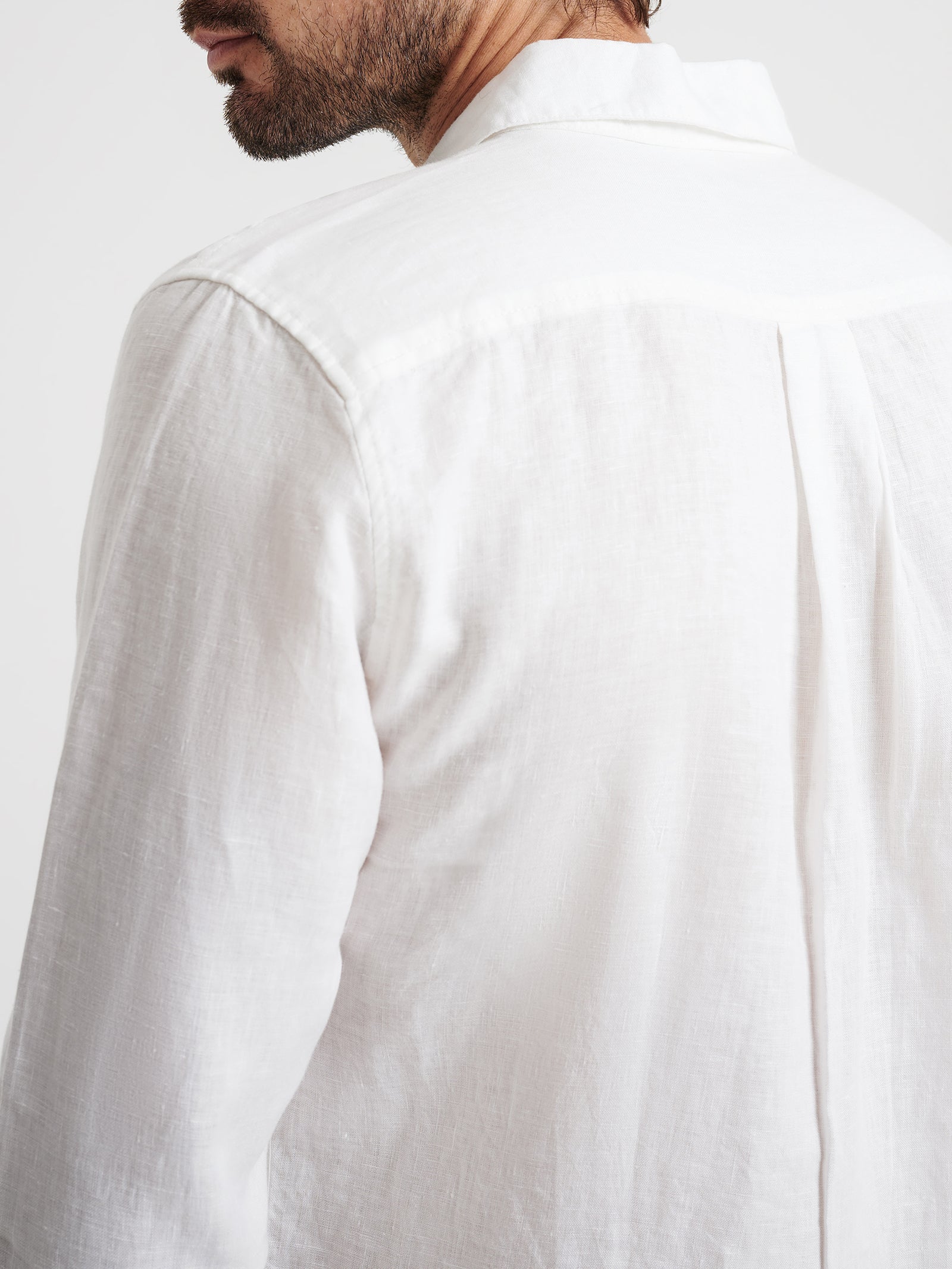 Nero Linen Long Sleeve Shirt in White