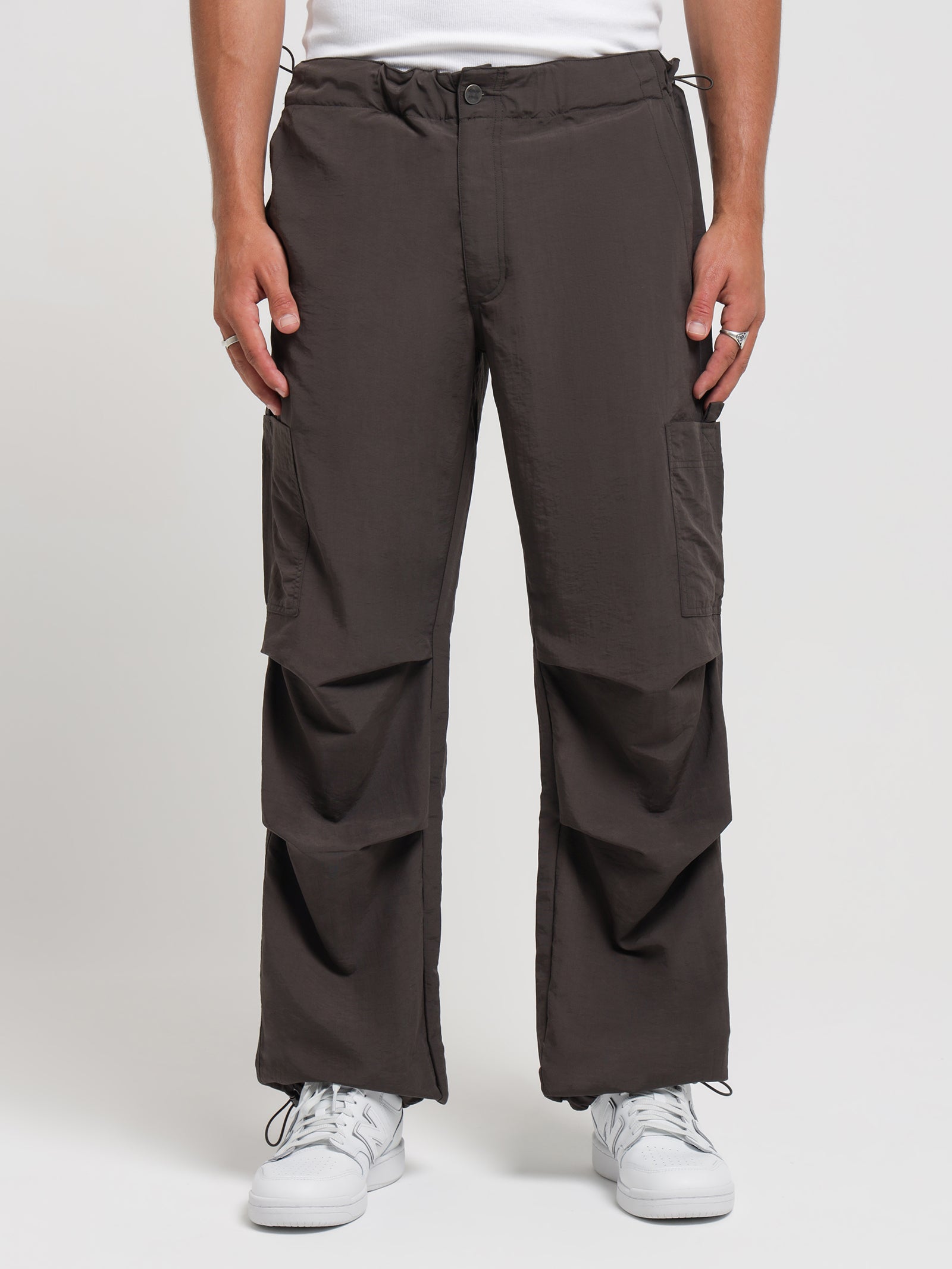 Conspiracy Parachute Pants in Obsidian Black