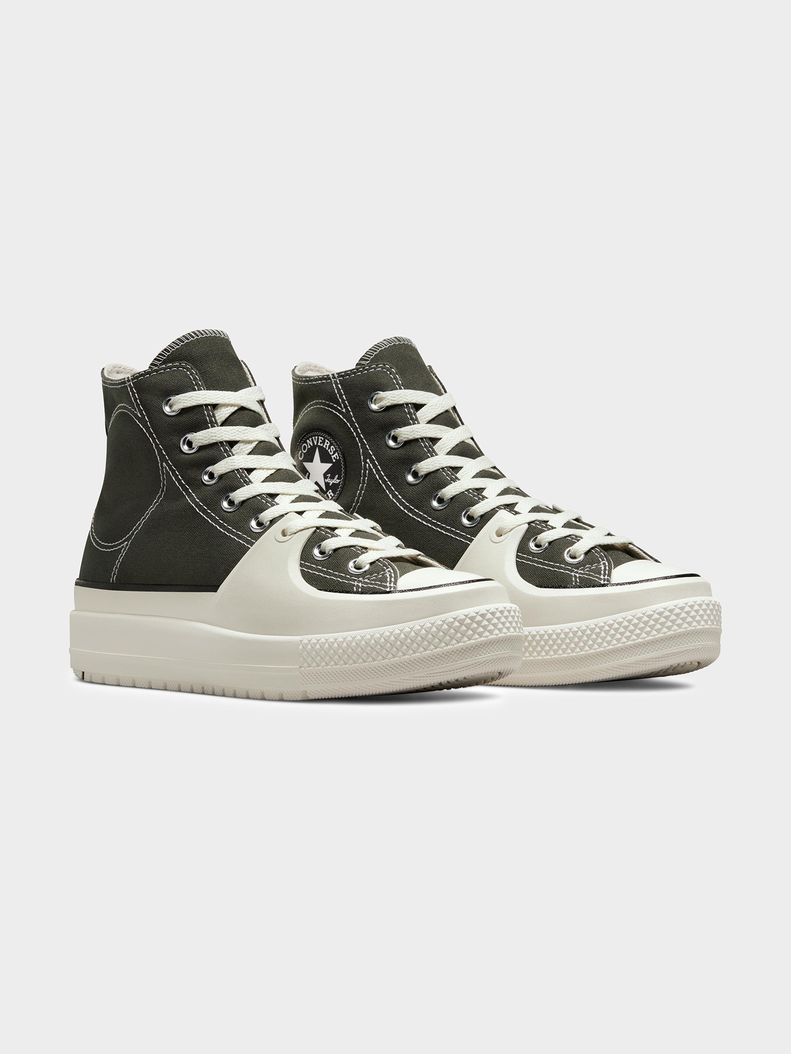 Unisex Chuck Taylor All Star Construct Deco Stitch High Top Sneakers in Cave Green