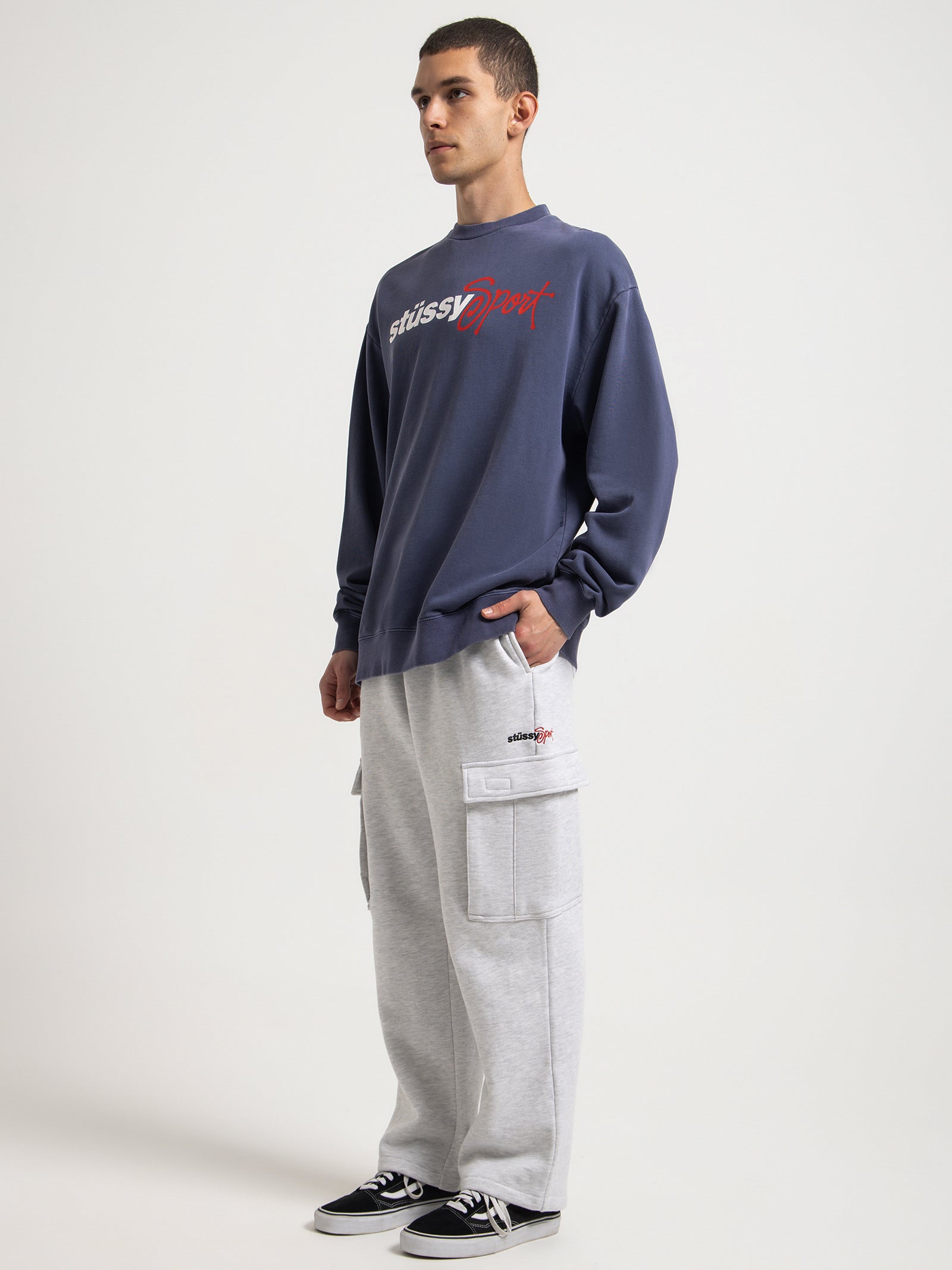 Stussy Sport 50-50 Crew in Pigment Navy