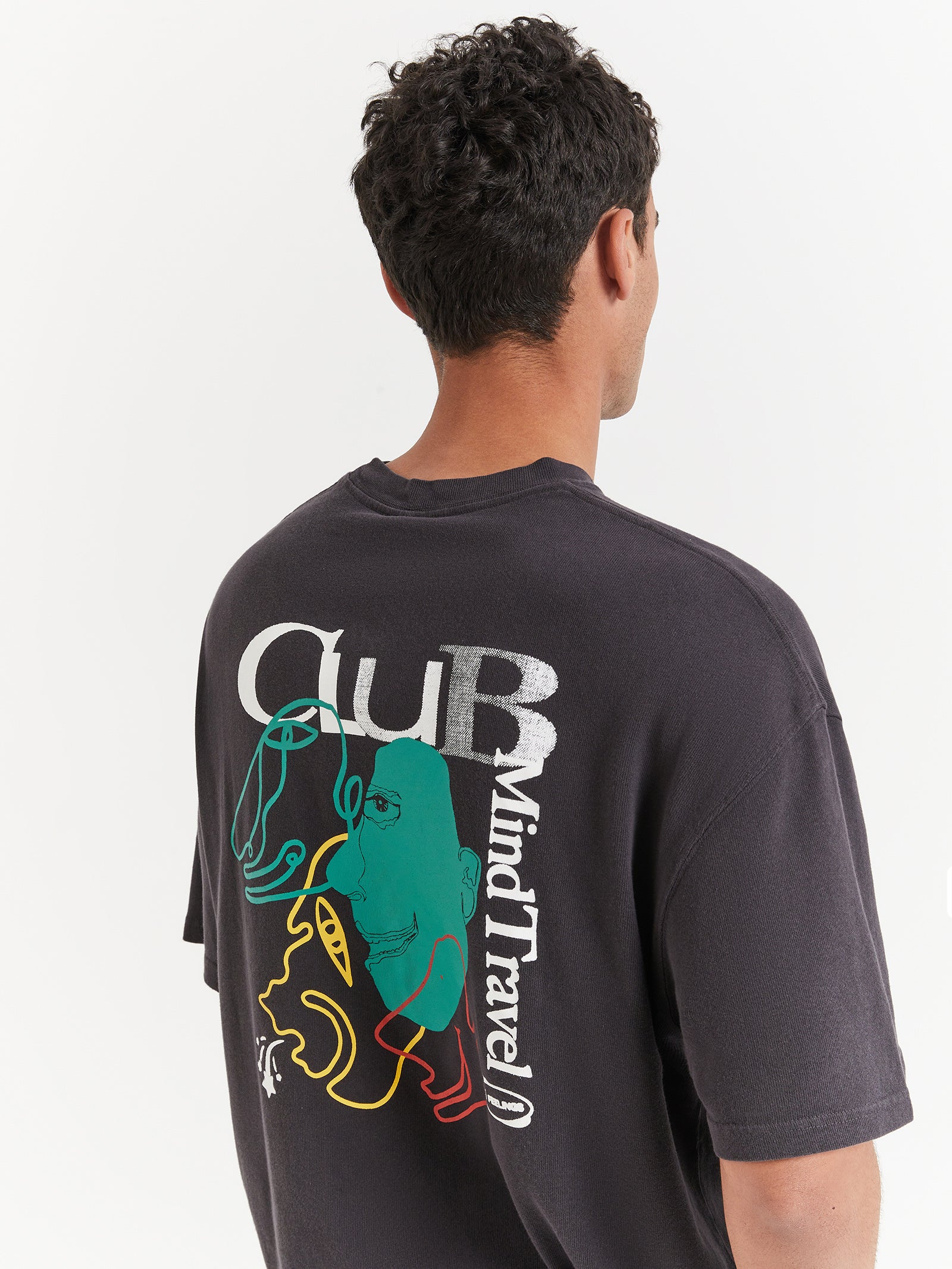 Club Mind Oversized Heavyweight T-Shirt in Vintage Black