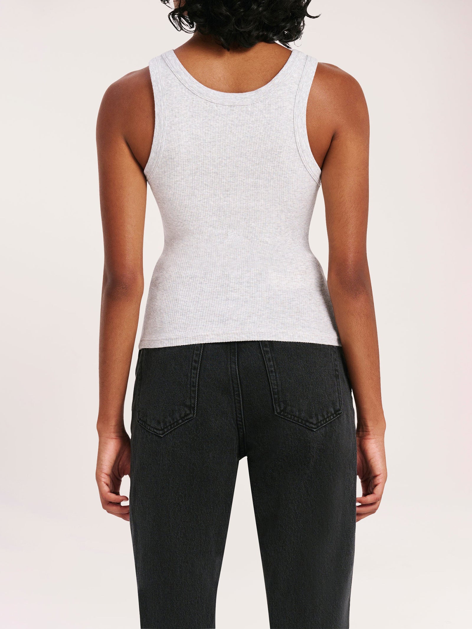 Organic Rib Singlet in Grey Marle