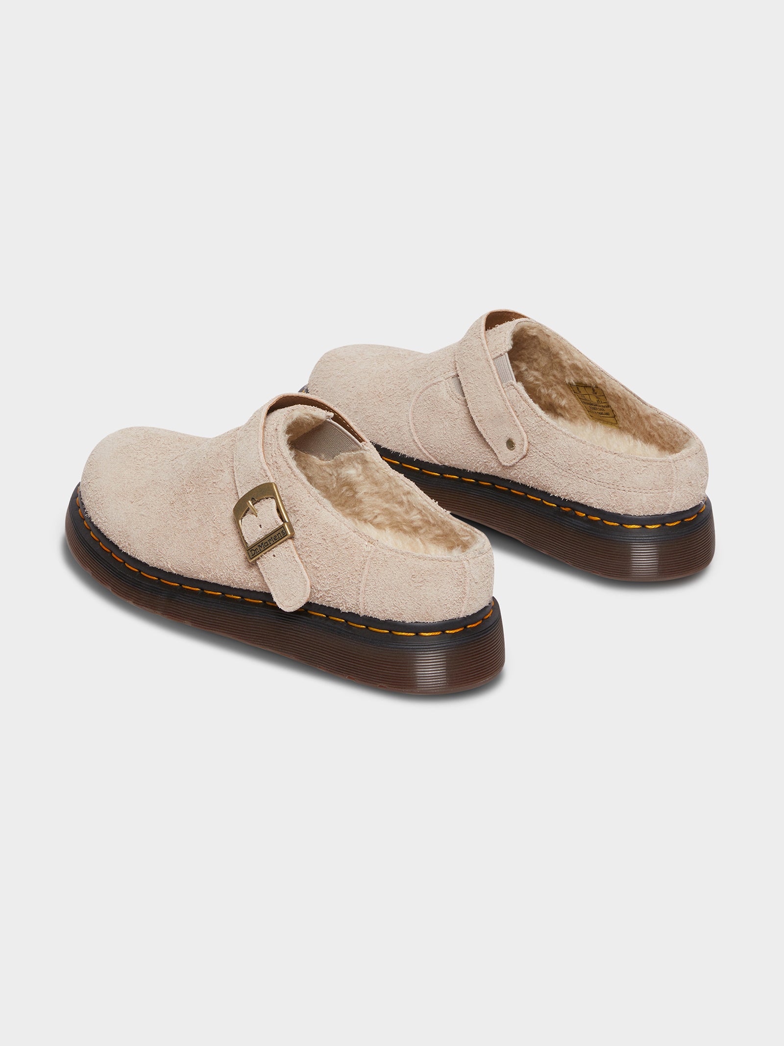 Unisex Isham Buckle Mule in Vintage Long Napped Suede