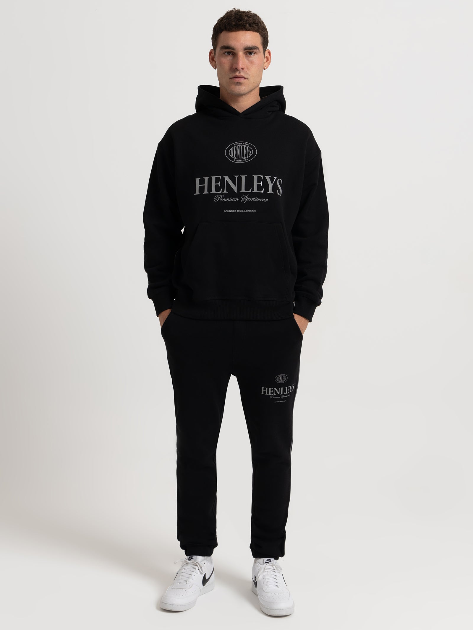 Varsity Reflect Hooded Sweater in Black