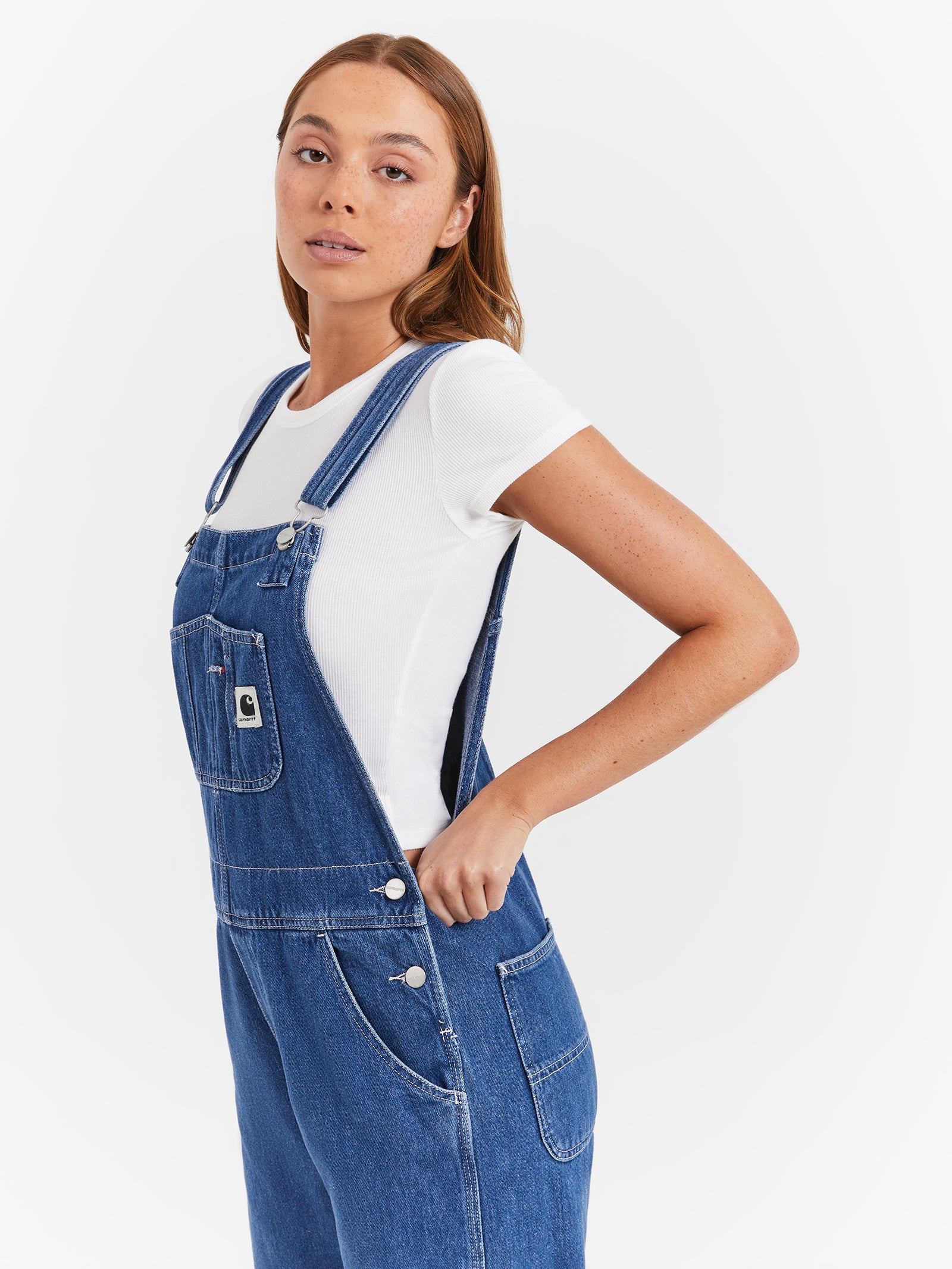 Bib Straight-Leg Overalls in Blue