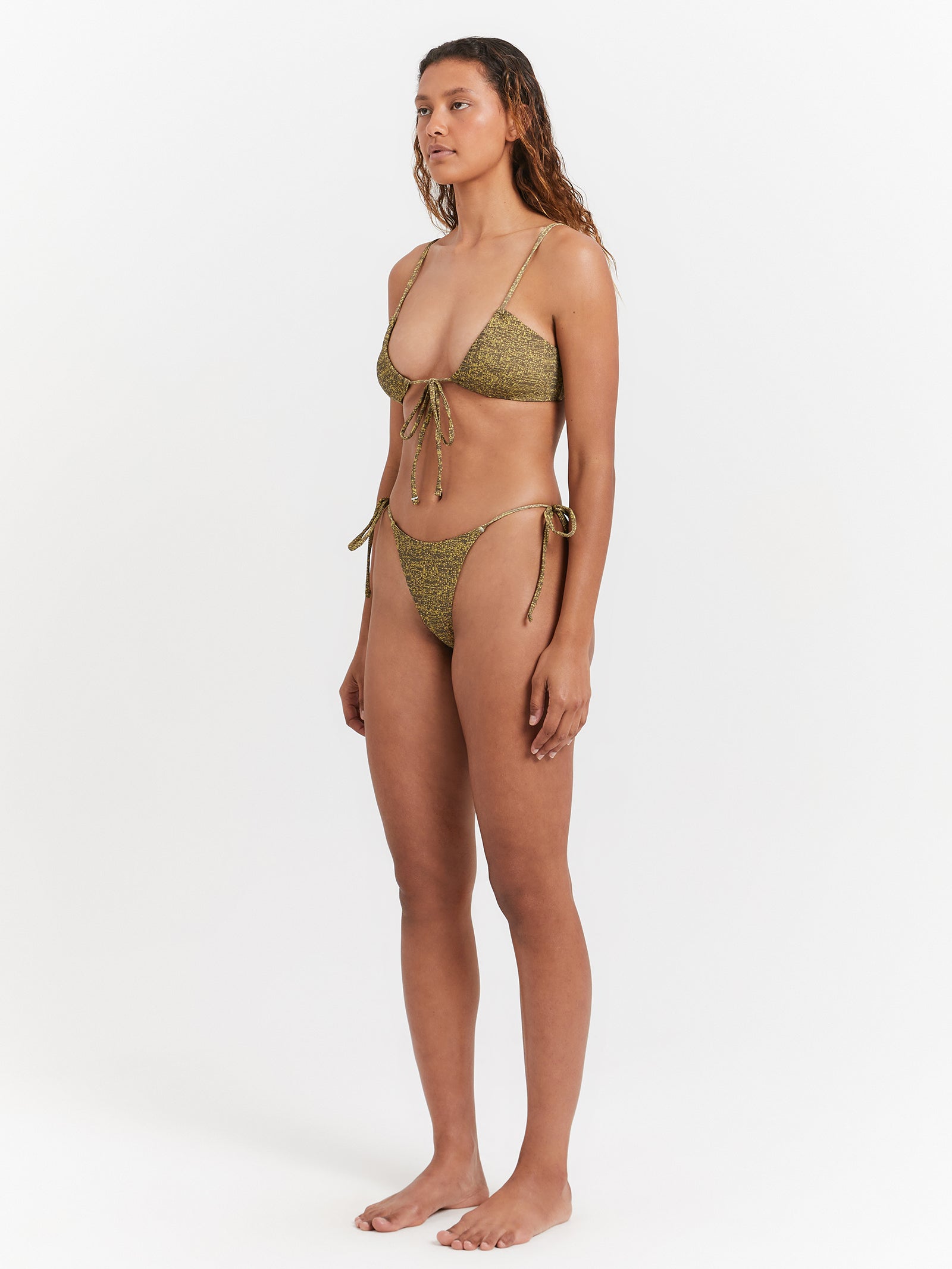 Feedback Gathered Bikini Top in Antique Moss