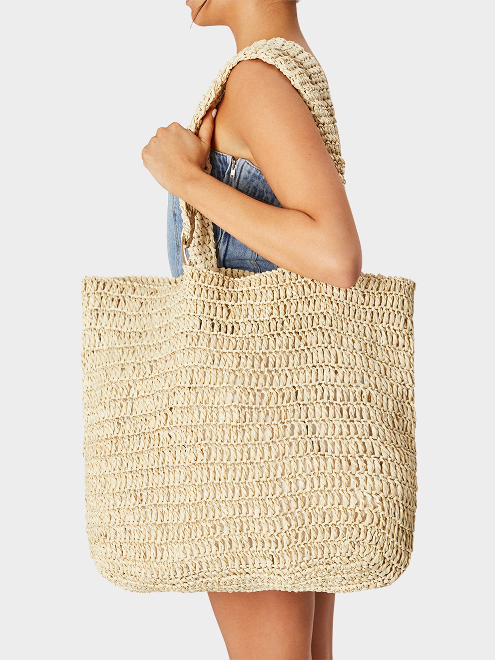 Ocean Tote Bag in Natural Raffia