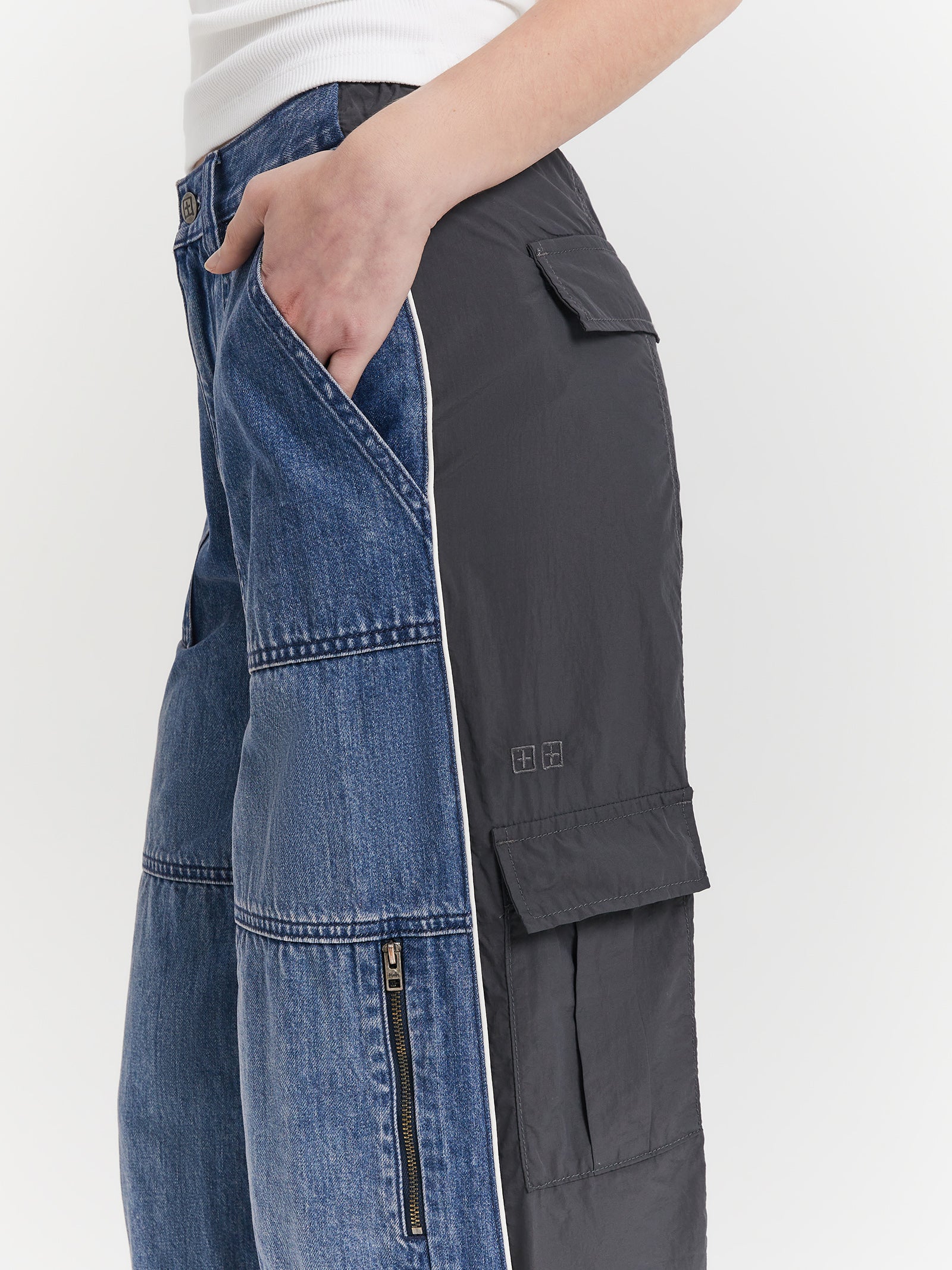 Baggy Jeans in Nylon Splice