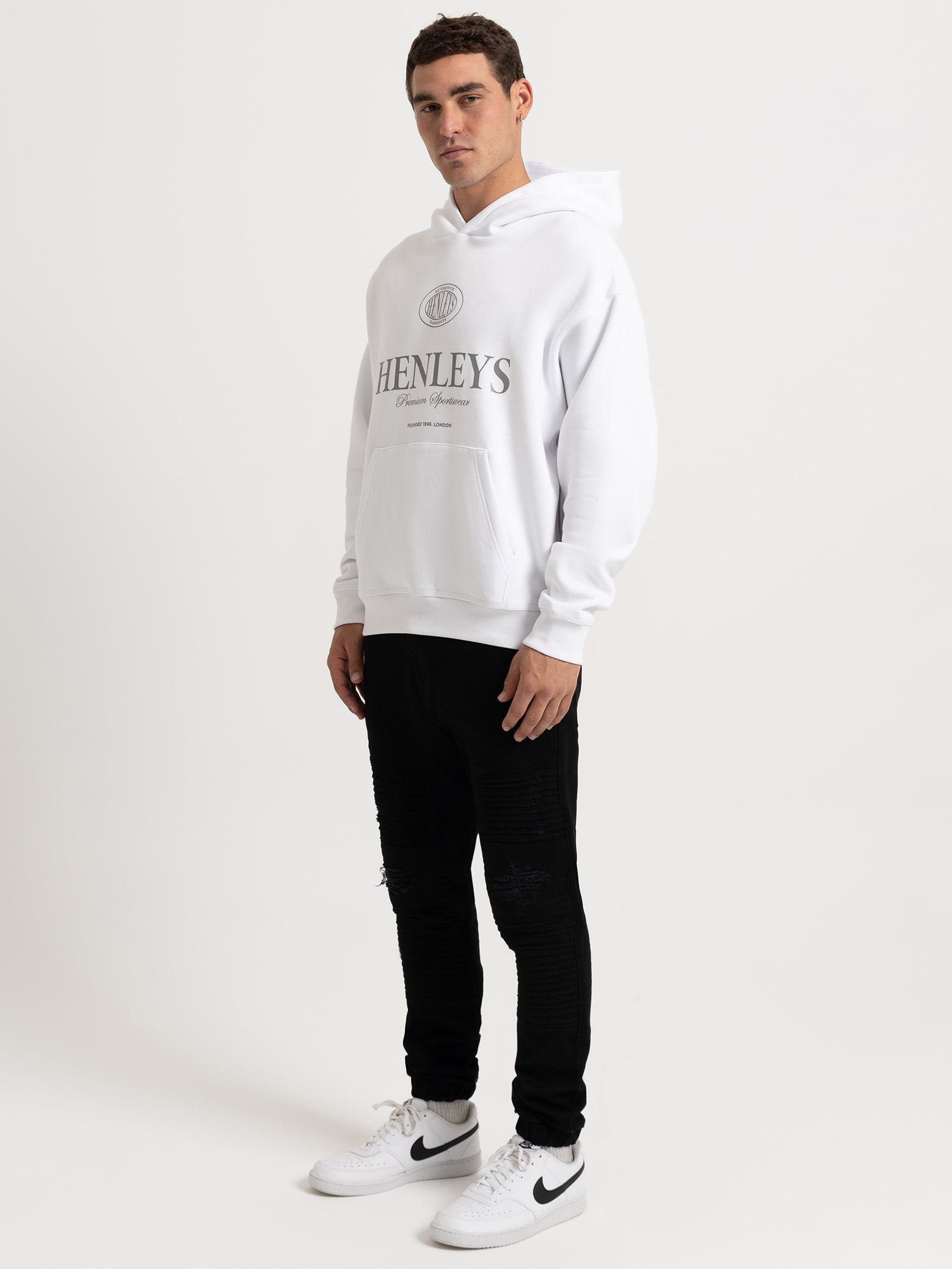 Varsity Reflect Hooded Sweater in White