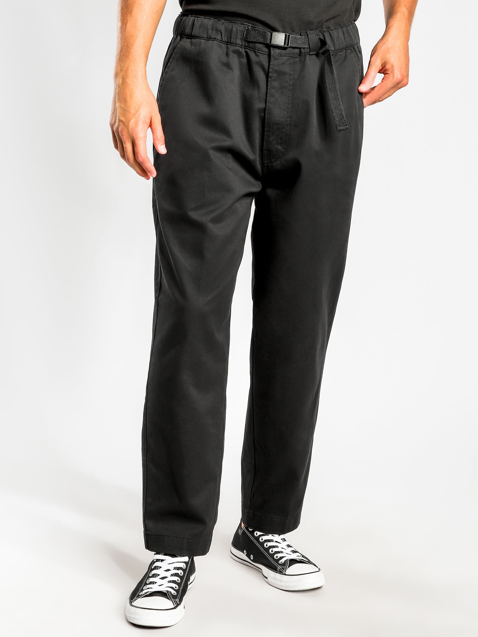 Pull-On Tapered Pants in Black