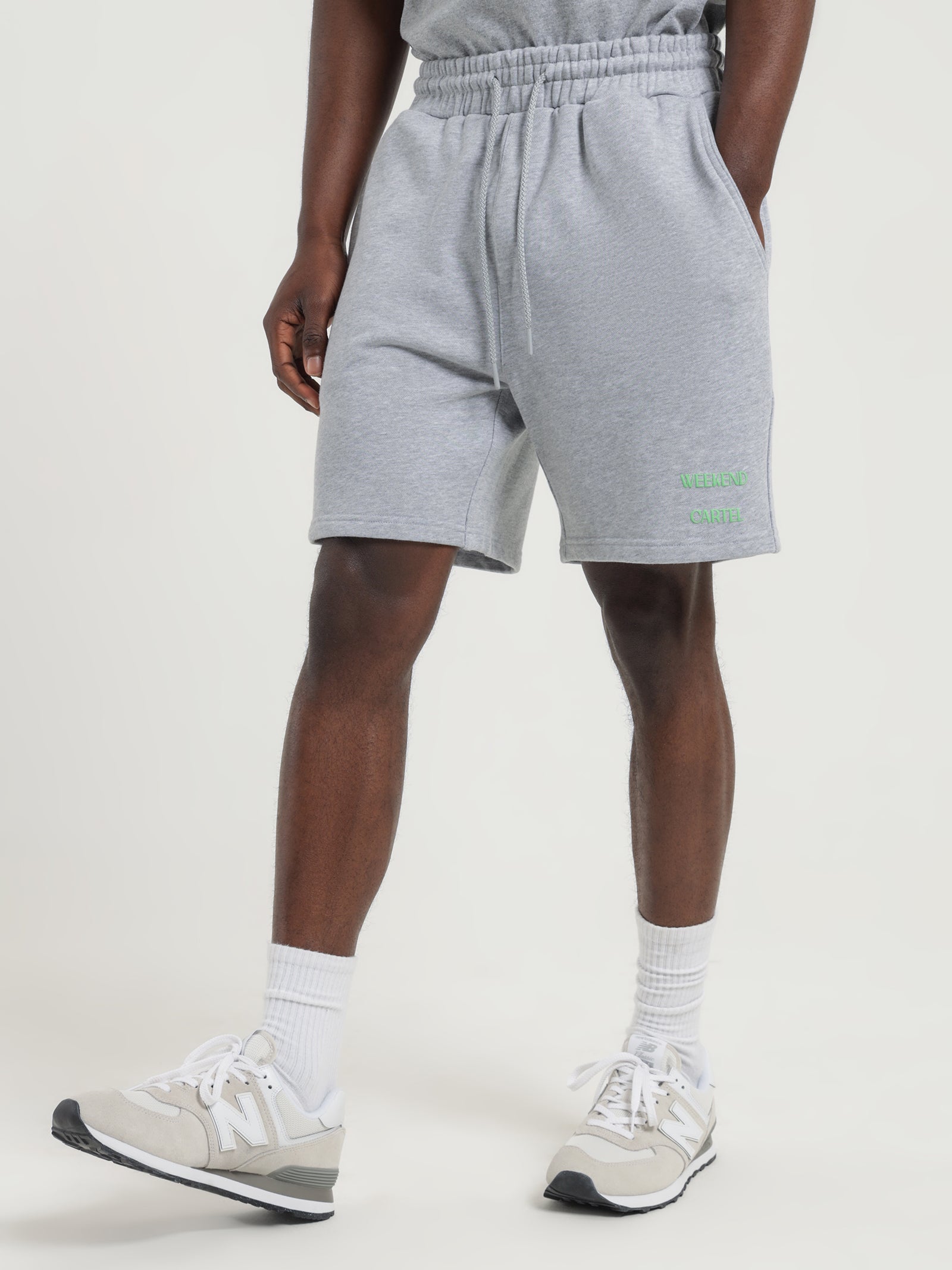 Cartel Logo Shorts in Grey Marle