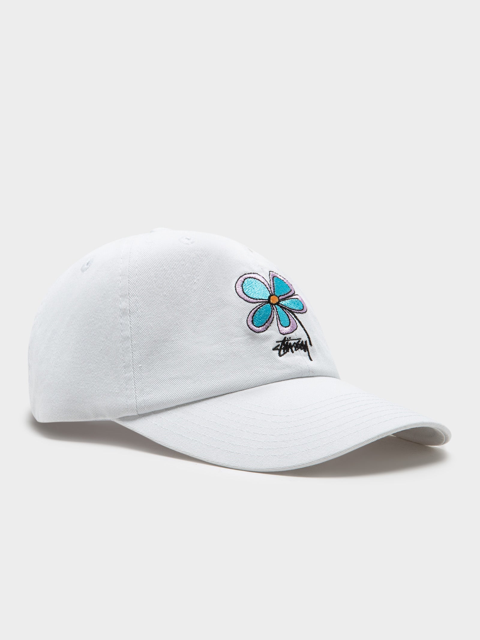 Flower Low Pro Cap in White & Blue