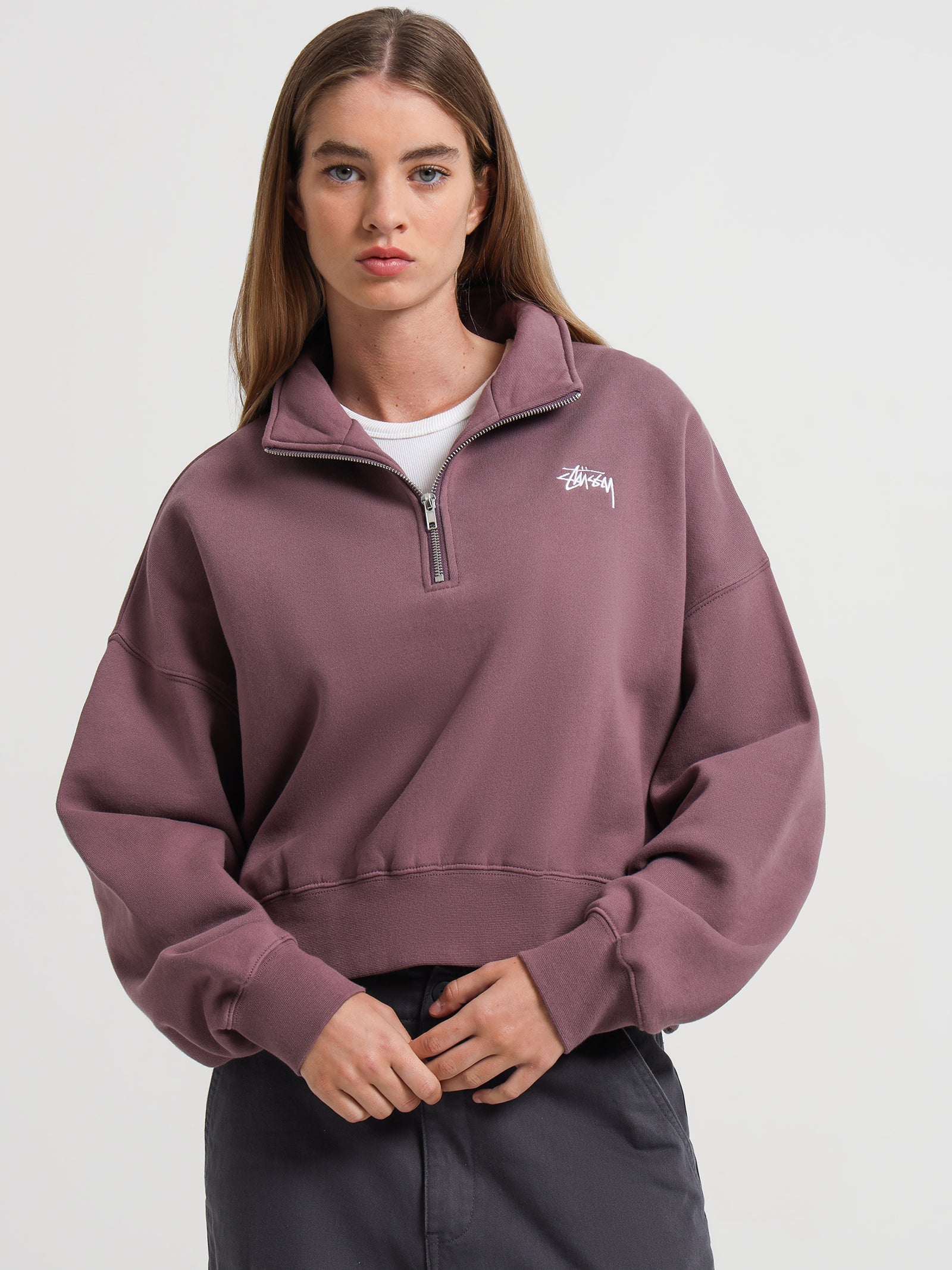 Stock 1/4 Zip Fleece in Rose