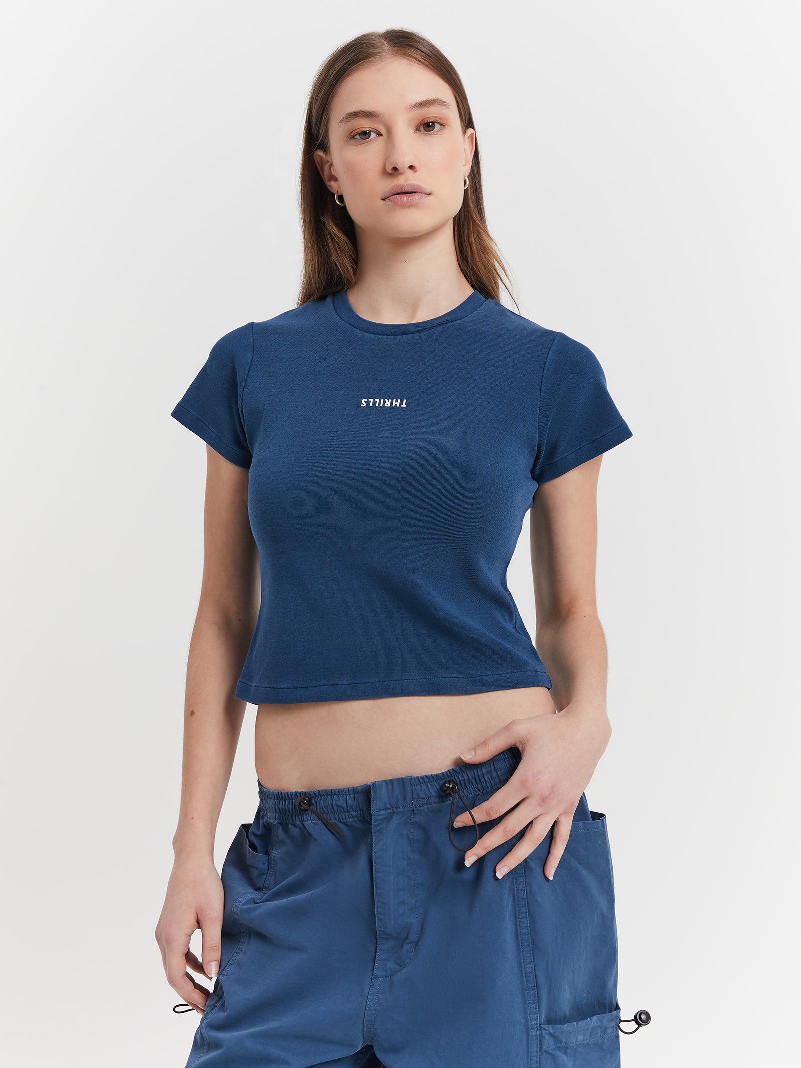 Minimal Thrills Cropped Mini T-Shirt in New Teal