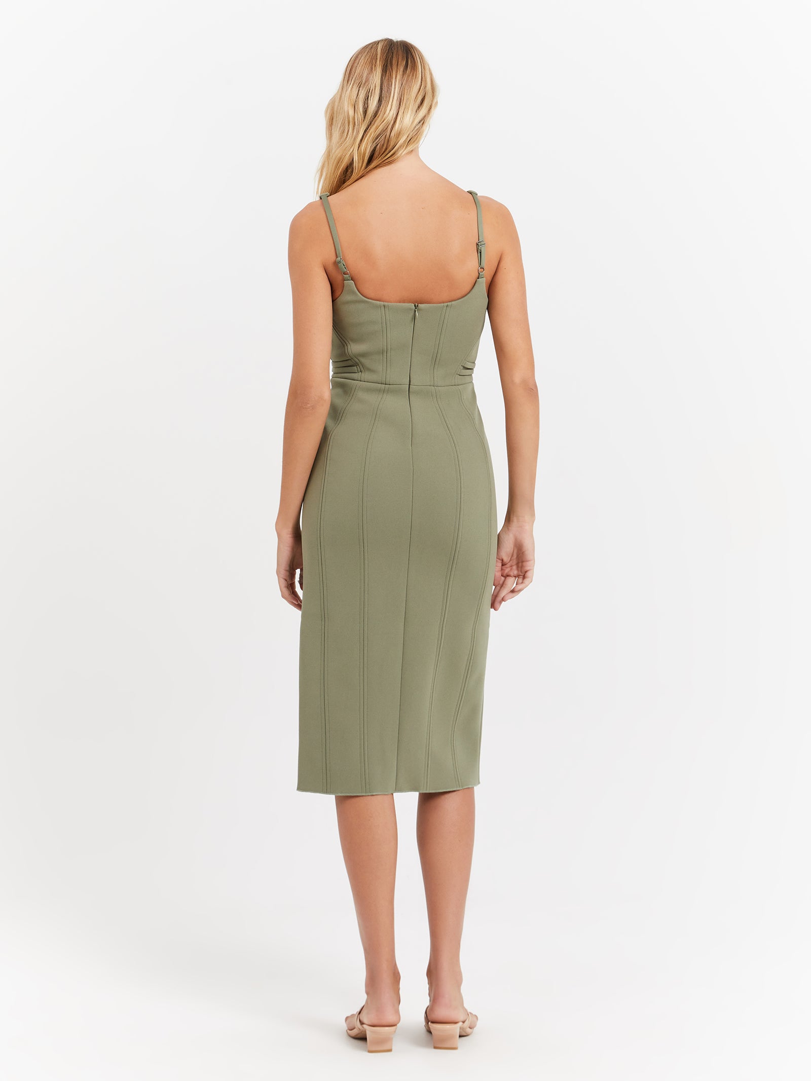 Kavita Bonded Midi Dress in Fern