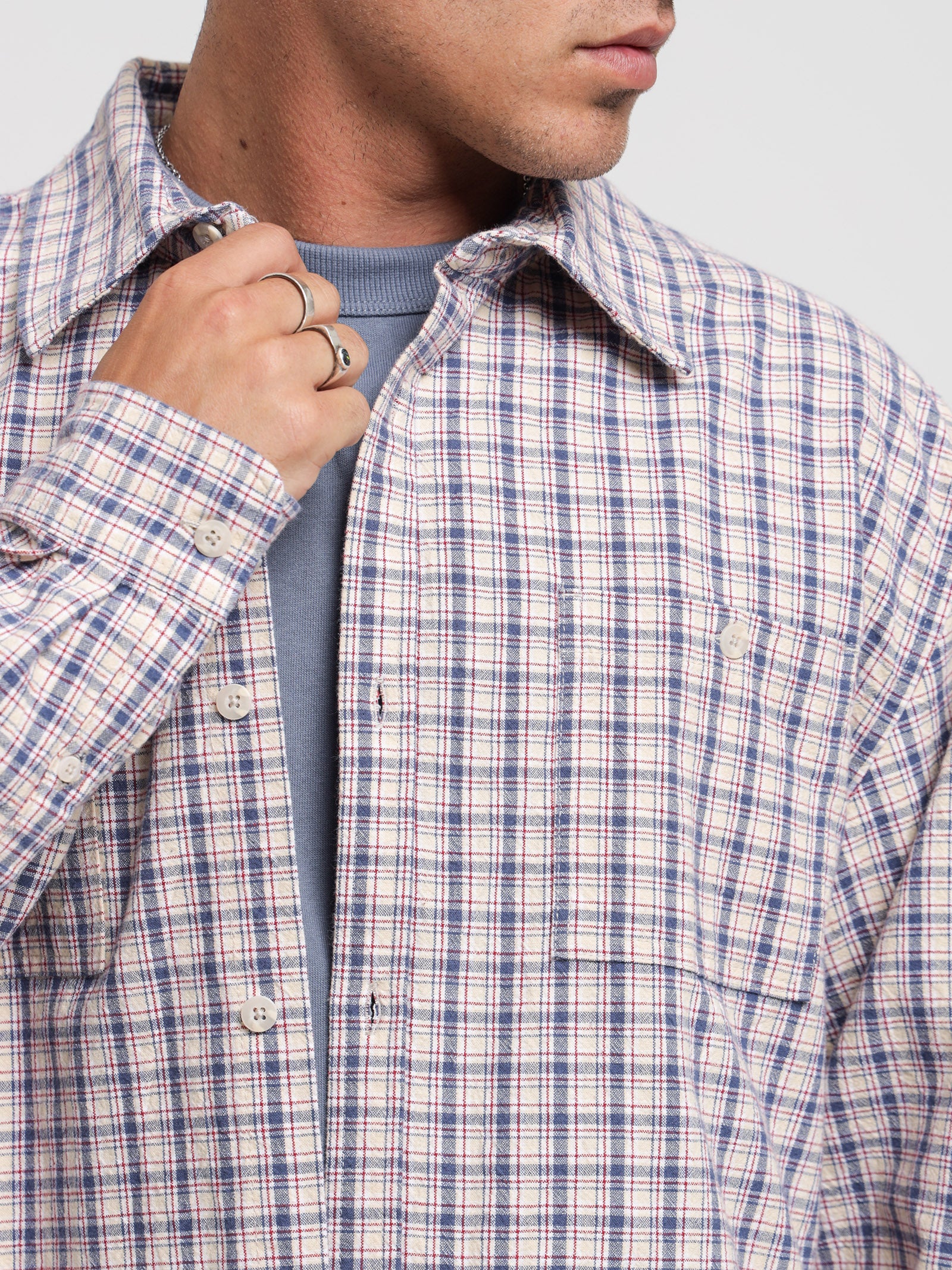 Bailey Long Sleeve Shirt in Indigo Plaid