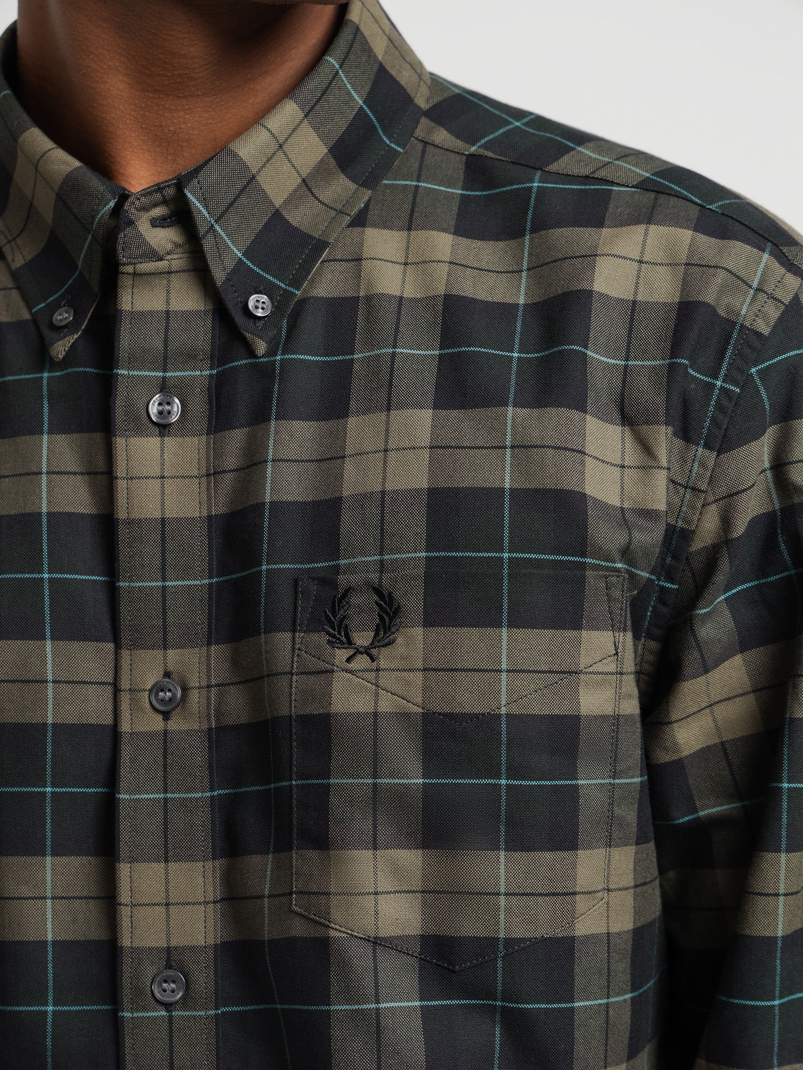 Tartan Long Sleeve Oxford Shirt in Green