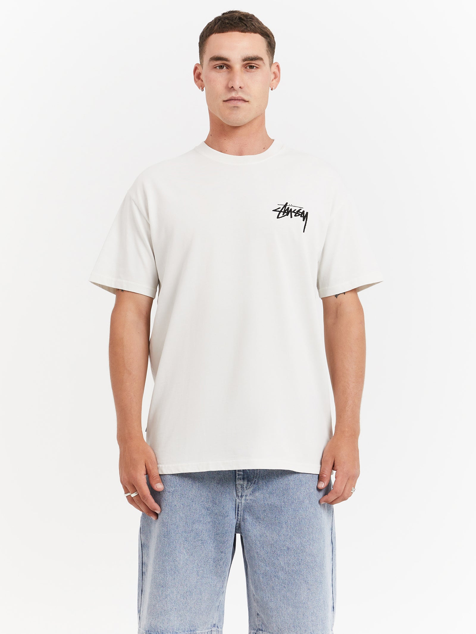 How We'Re Living Heavyweight Short Sleeve T-Shirt in Pigment Washed White