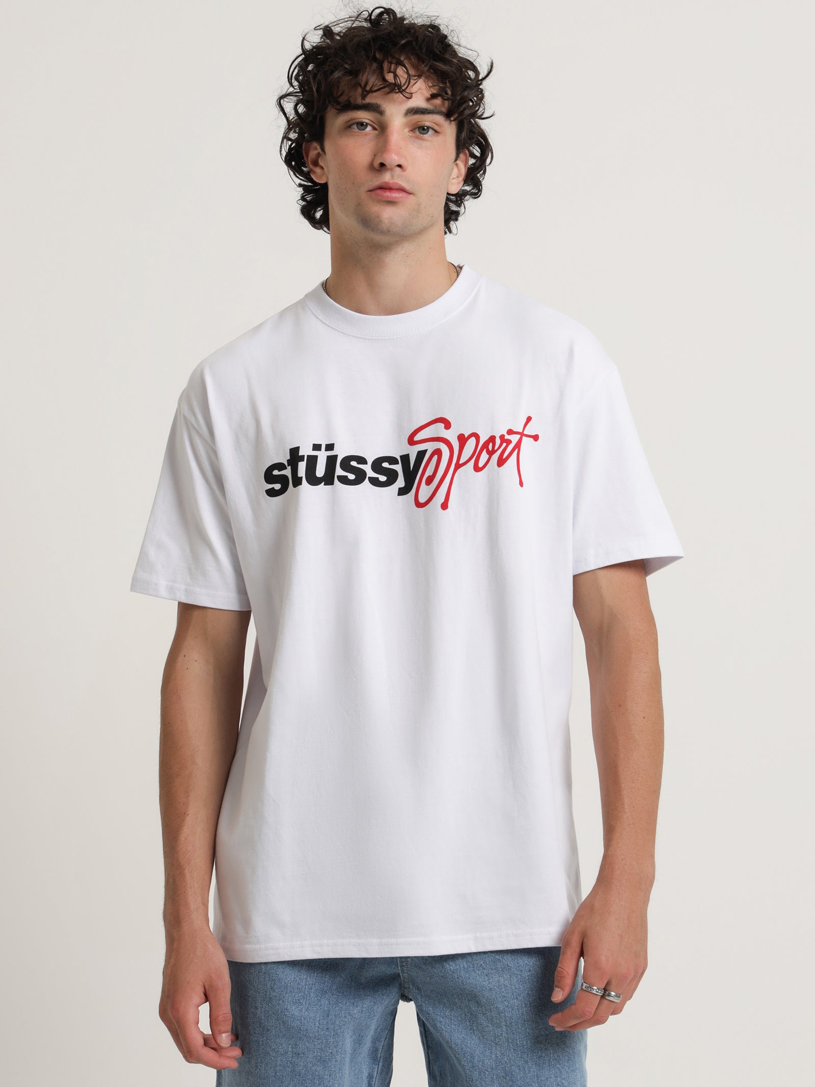 Stussy Sport 50-50 T-Shirt in White