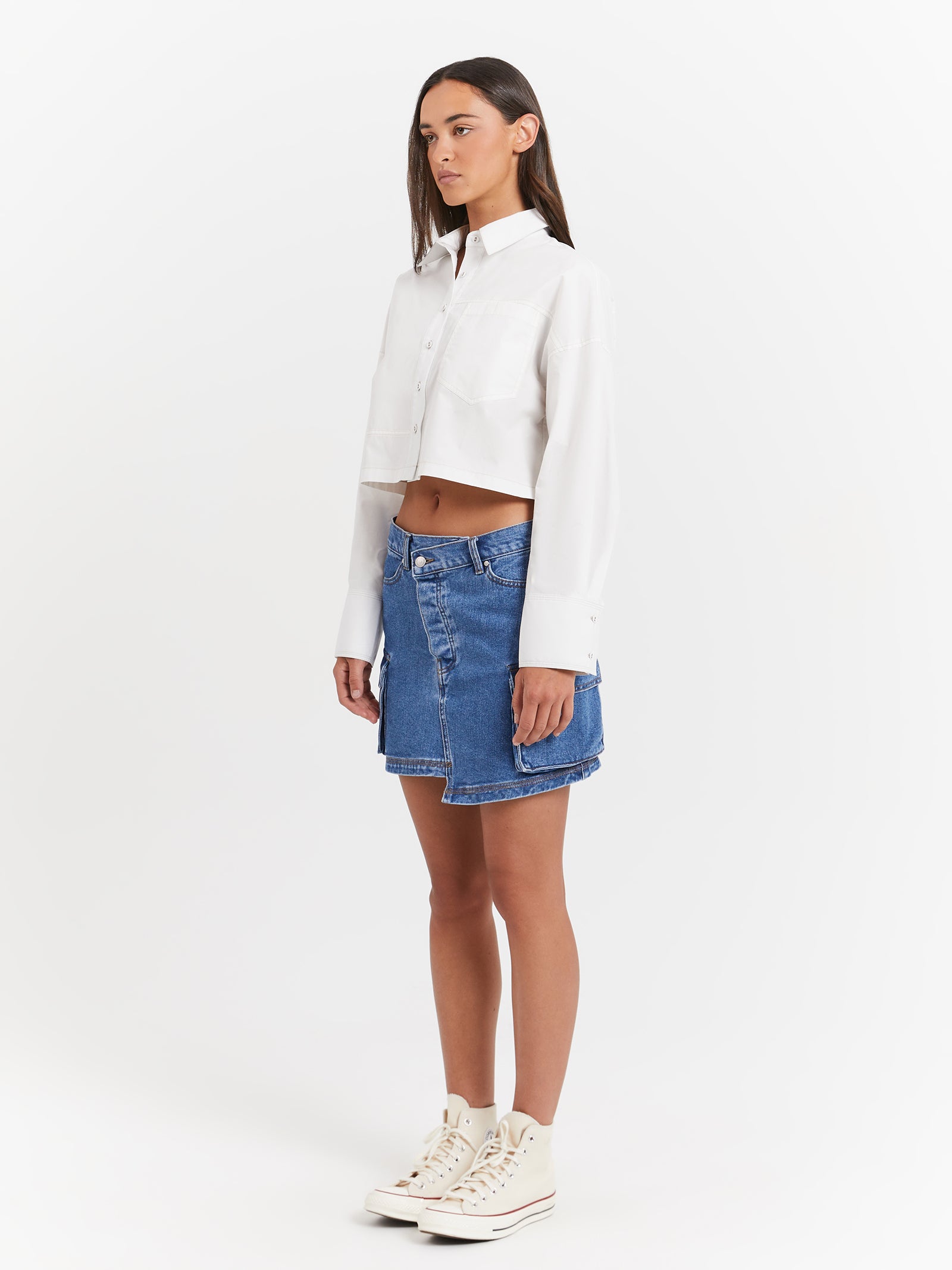 Monica Ultra Crop Shirt in Off White