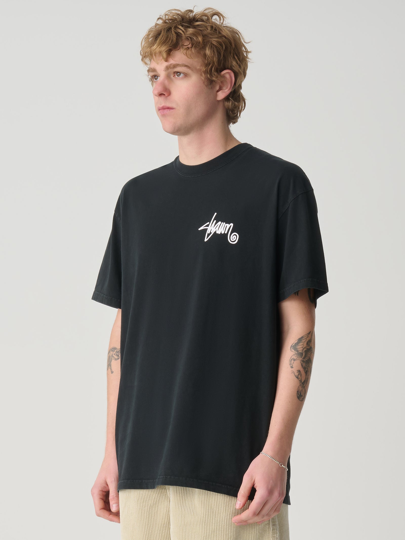 Roots Dot Tee In Washed Black