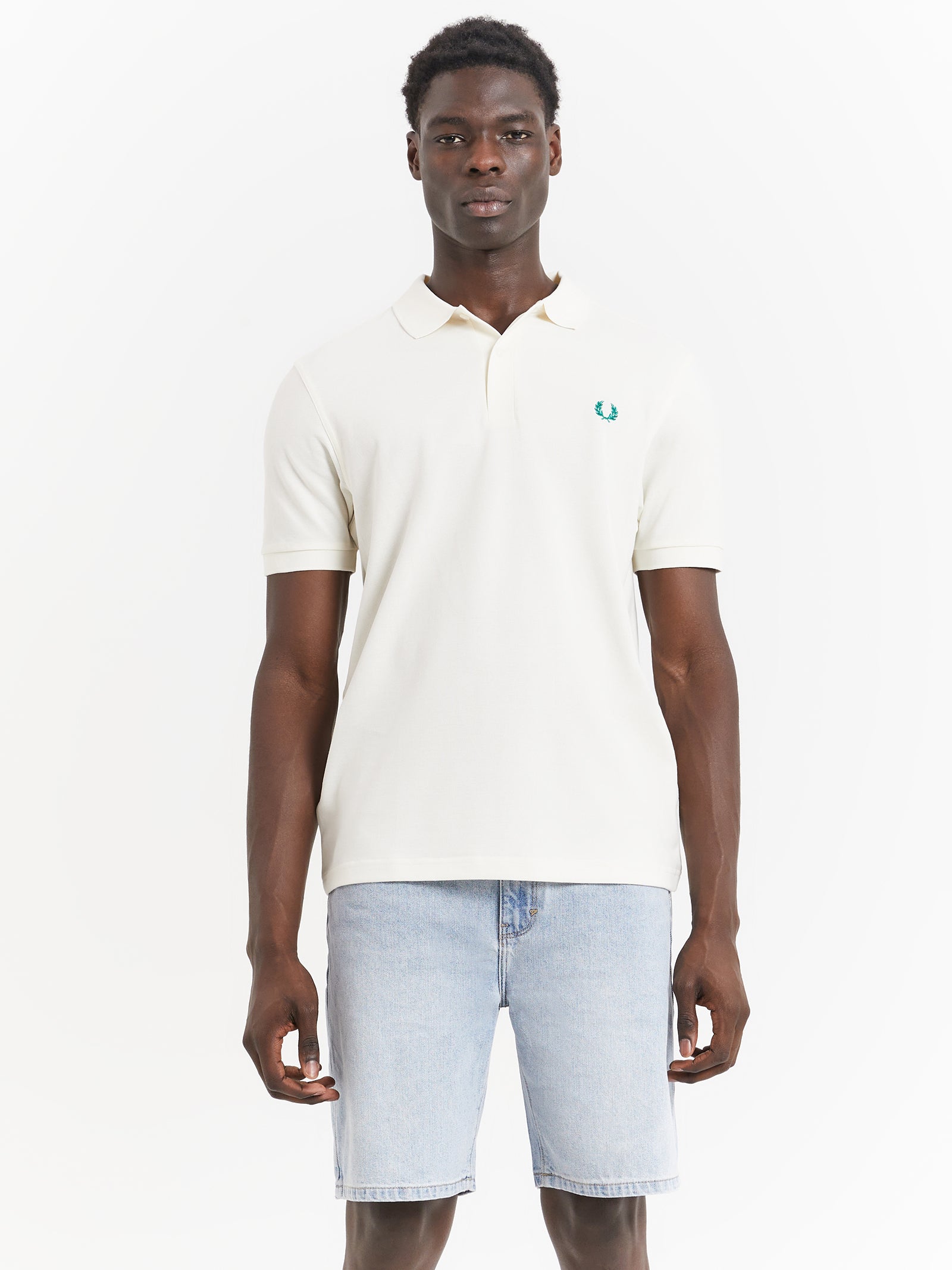 Plain Polo T-Shirt in Ecru