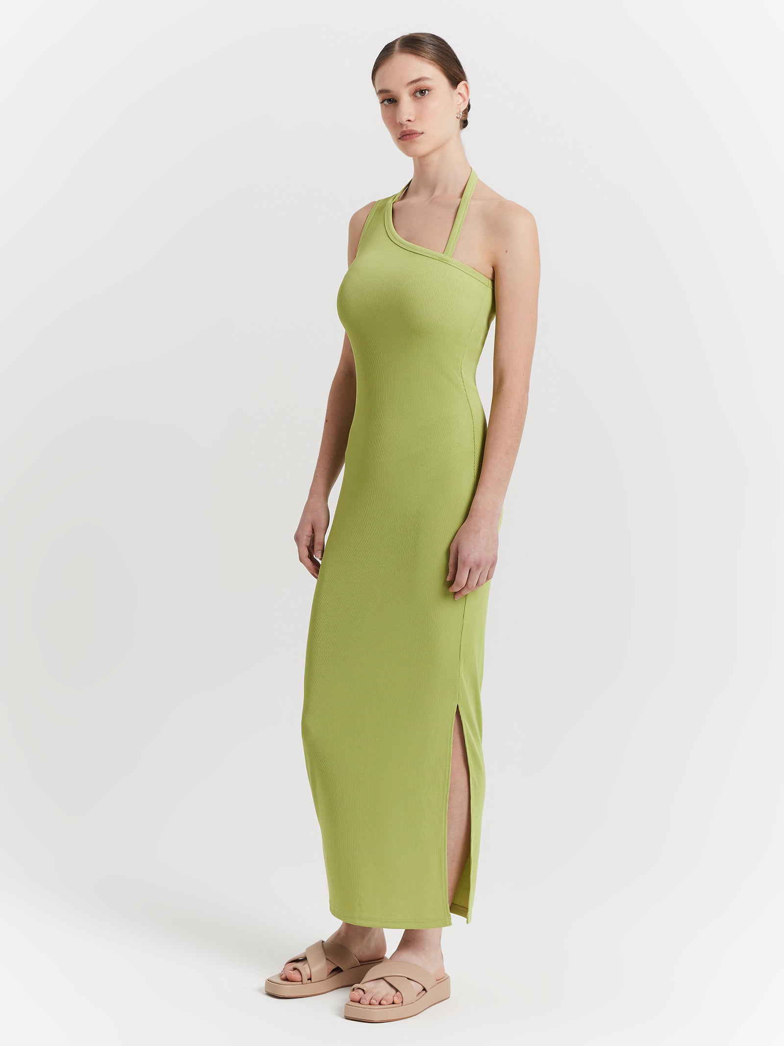 Alden Midi Dress in Green Fig