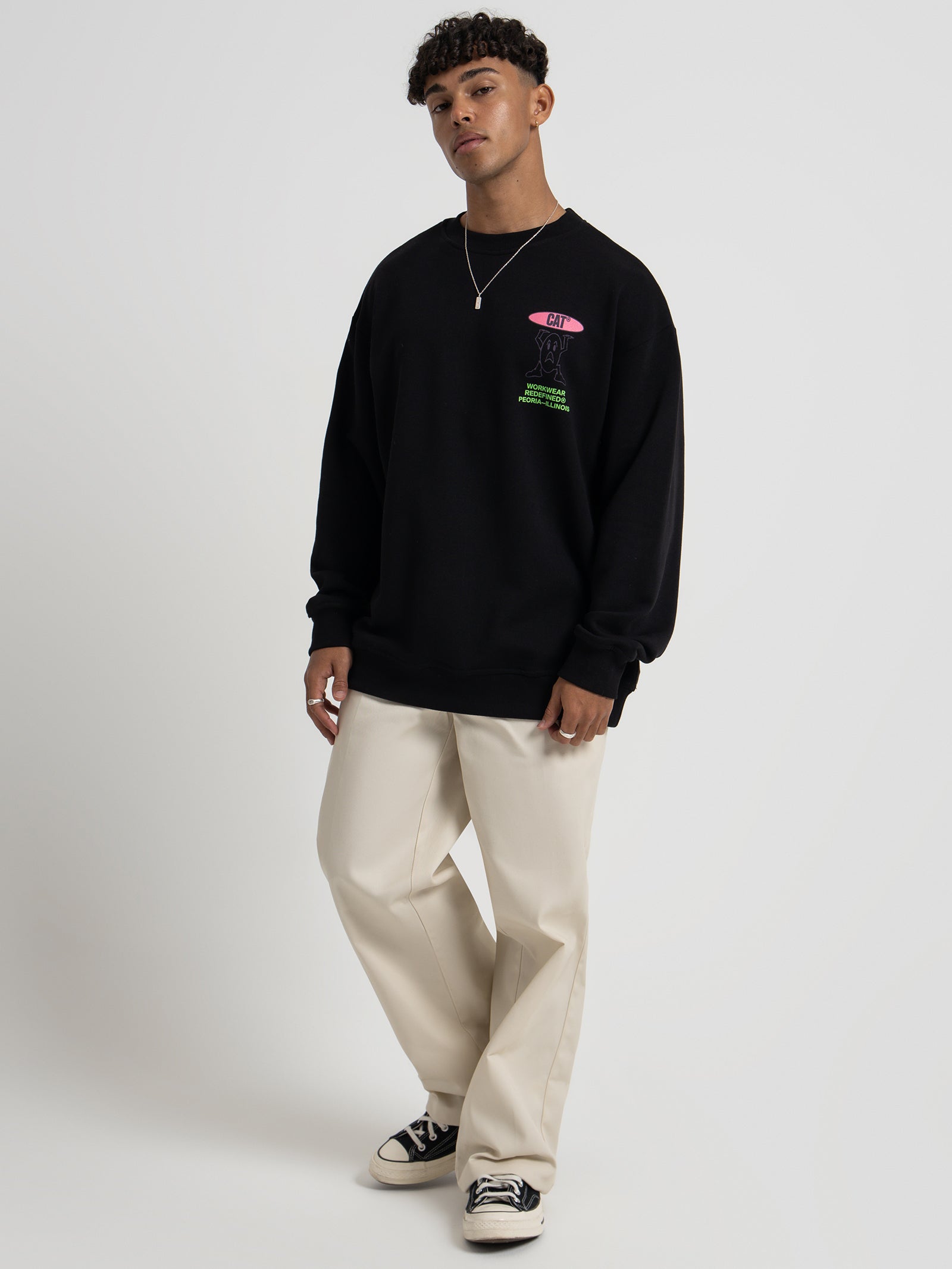 Hard Worker Crewneck Sweater in Black