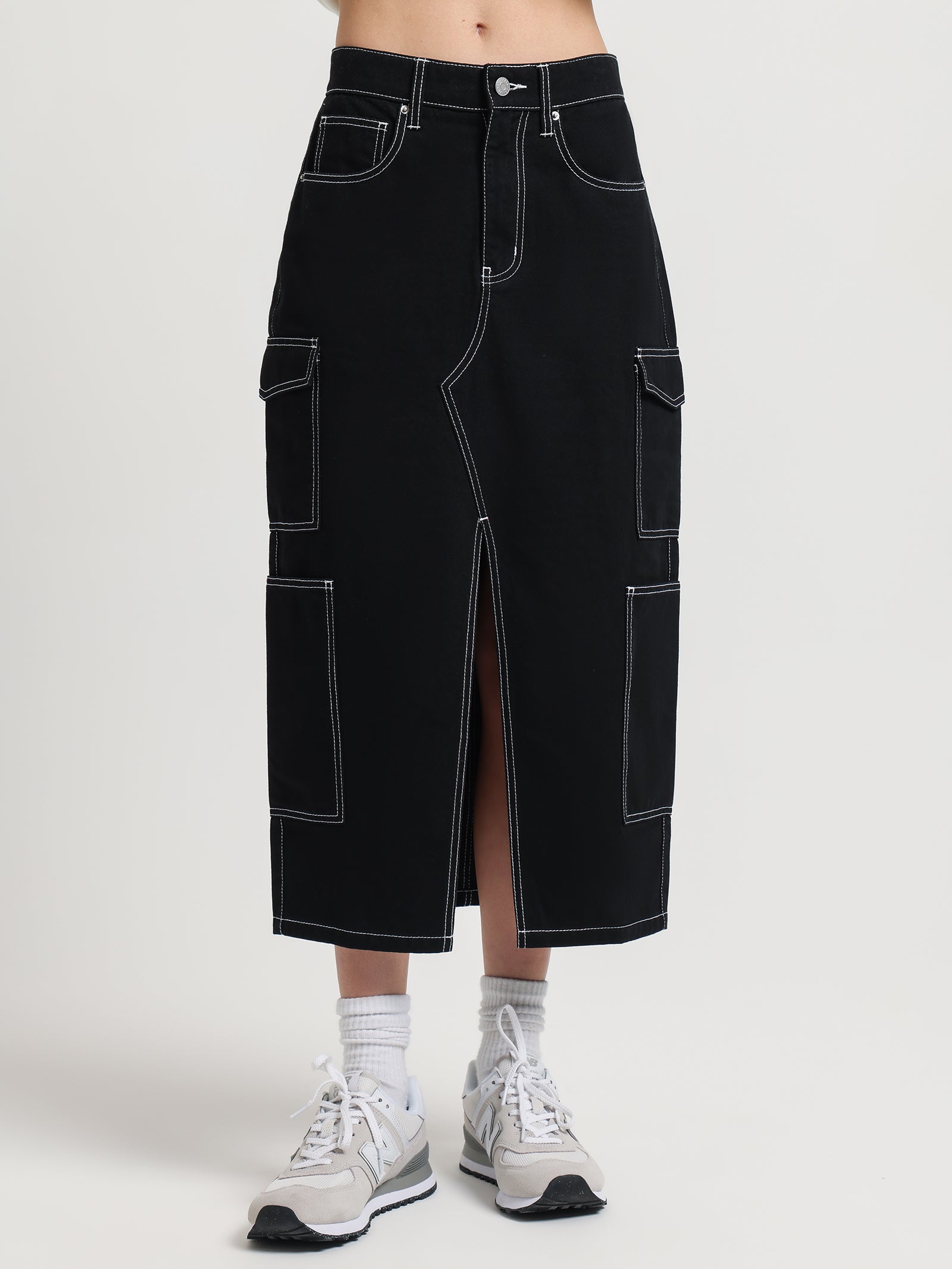 Neptune Denim Skirt in Black