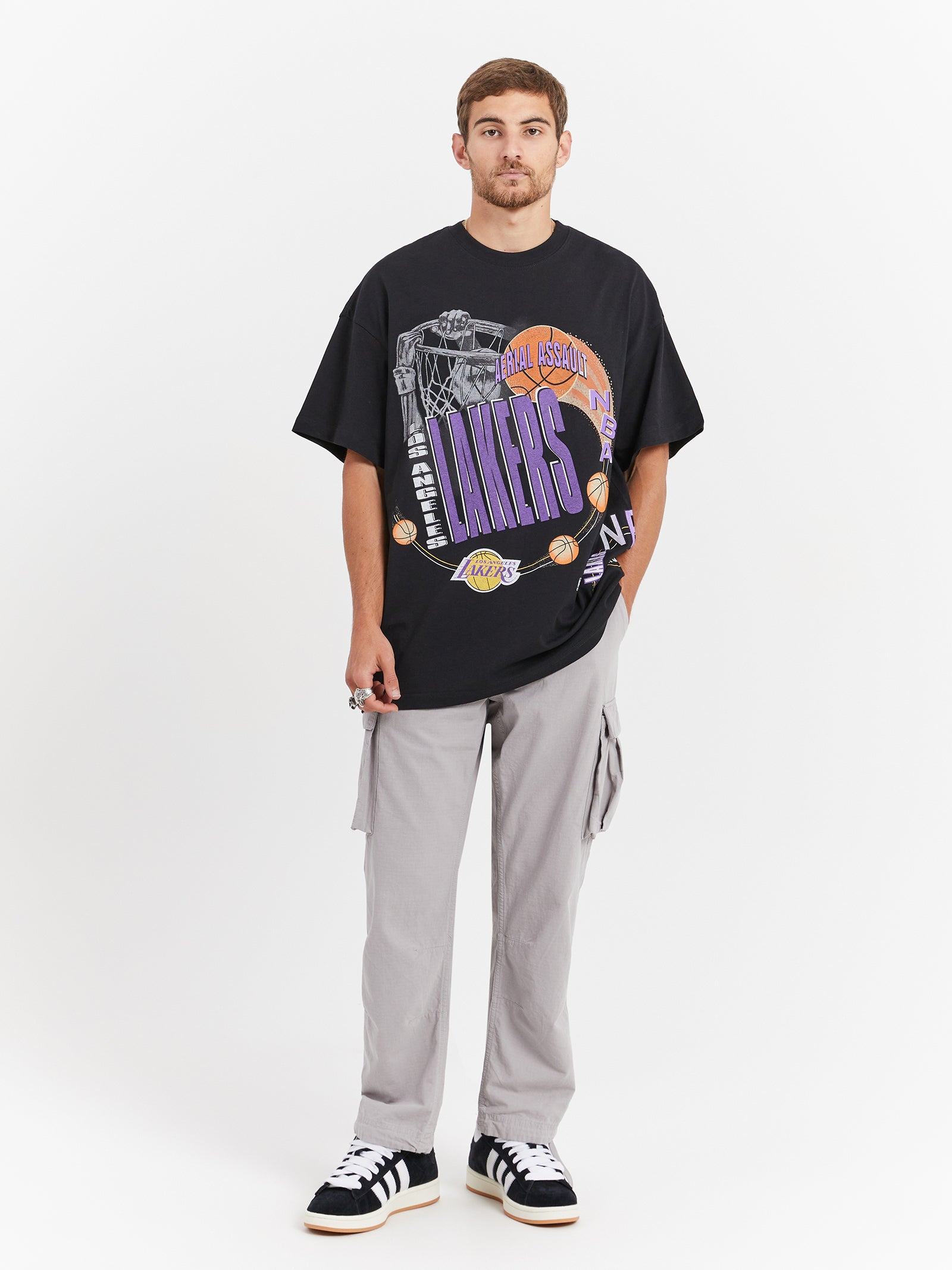 Los Angeles Lakers Aerial Assault T-Shirt in Faded Black