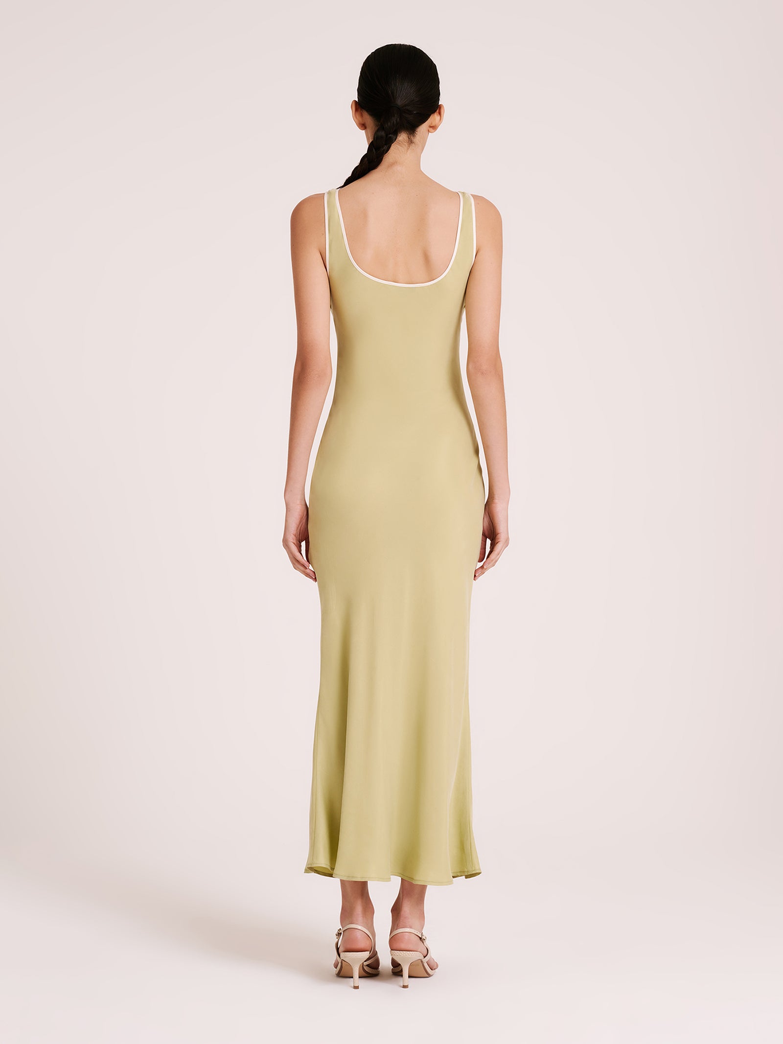 Enni Cupro Slip Dress in Lime