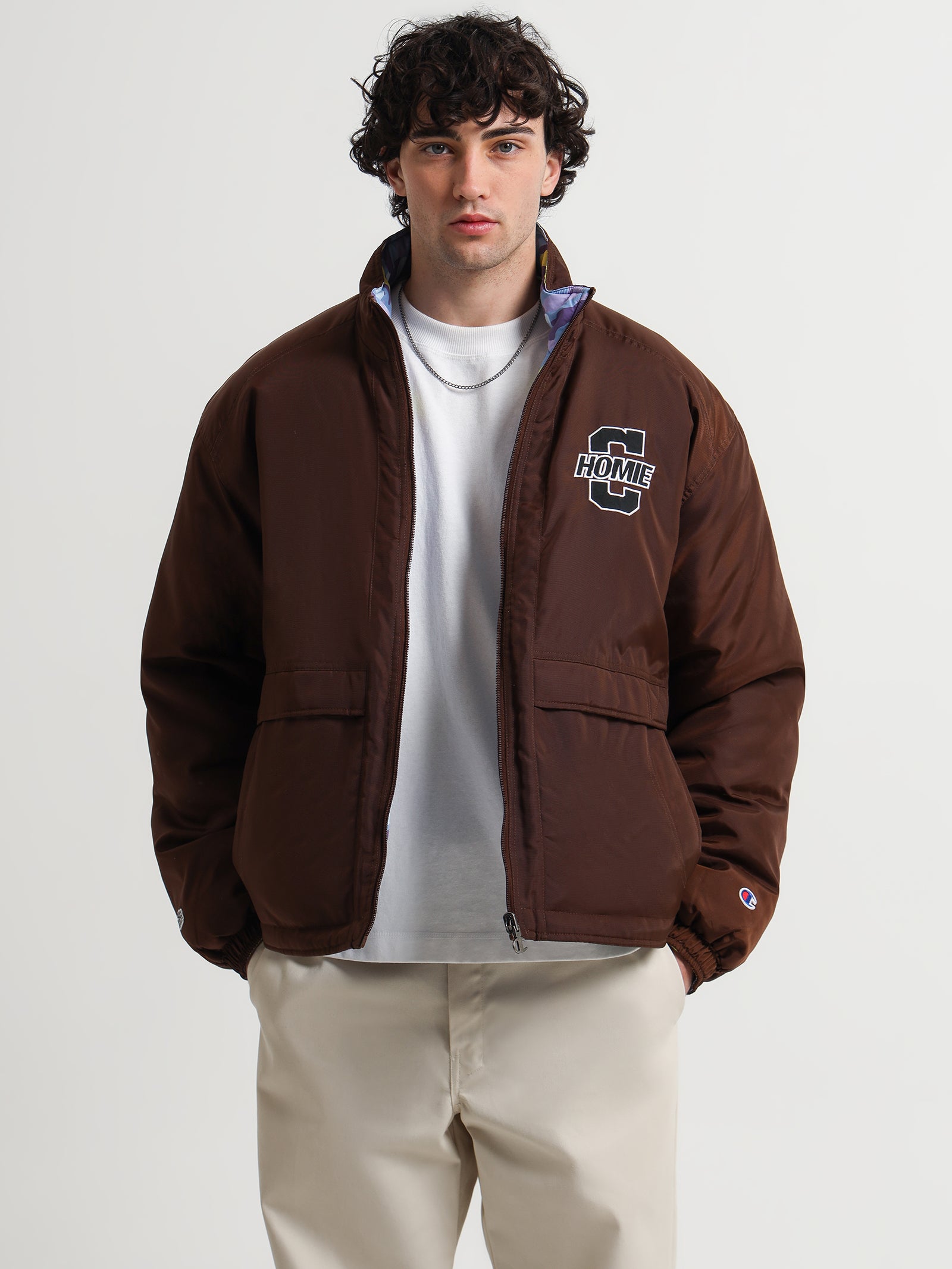 Rebound HoMie Reversible Jacket in Brown & Camo