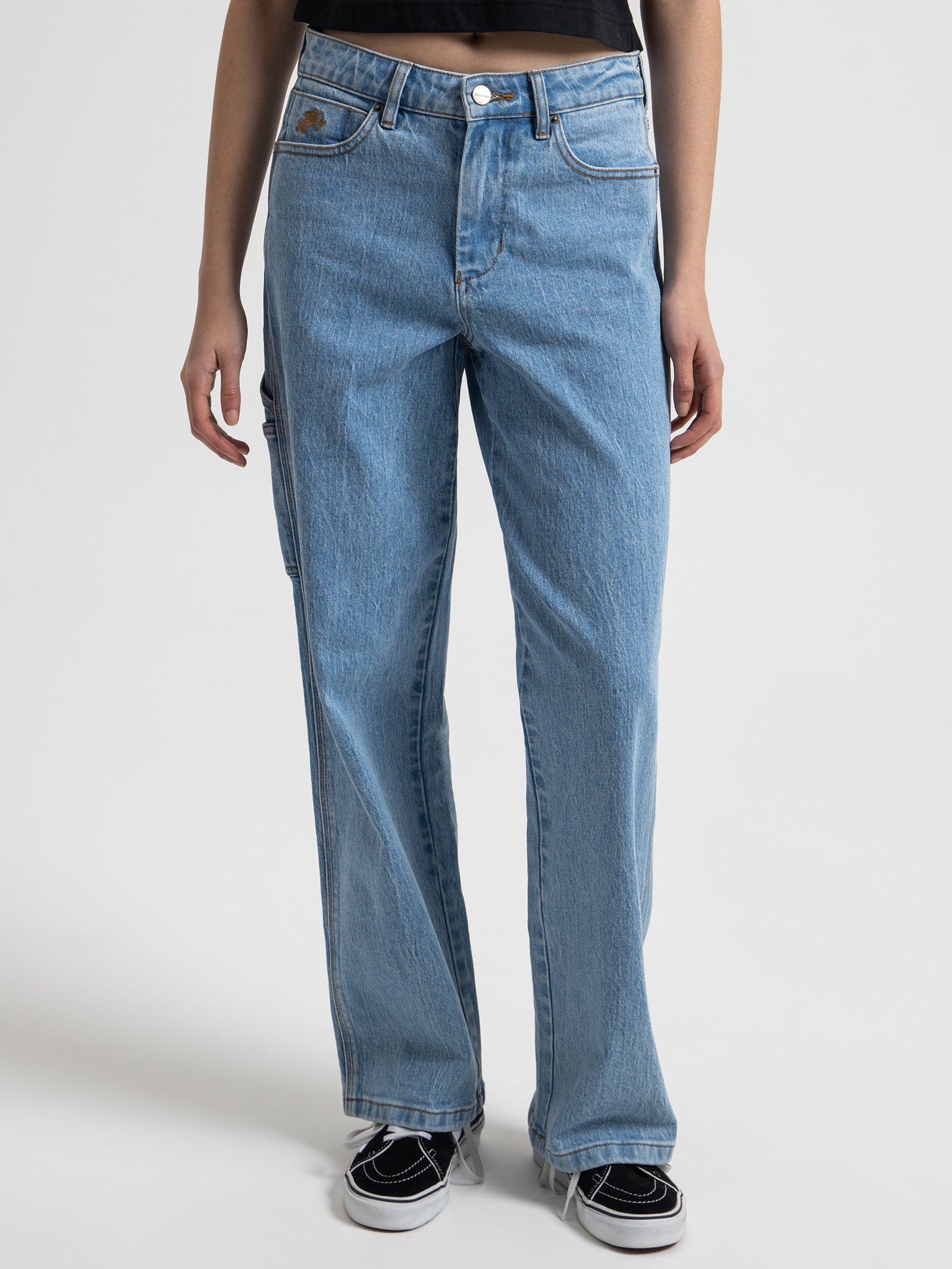 Ponder Carpenter Baggy Jeans in Electric Blue Fade