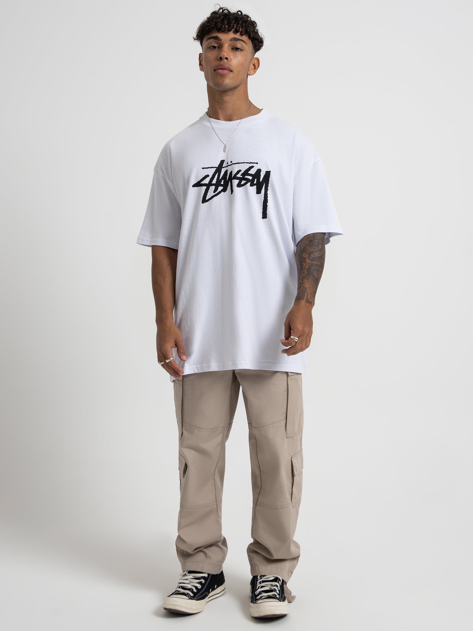 Solid Stock Logo Short Sleeve T-Shirt in White