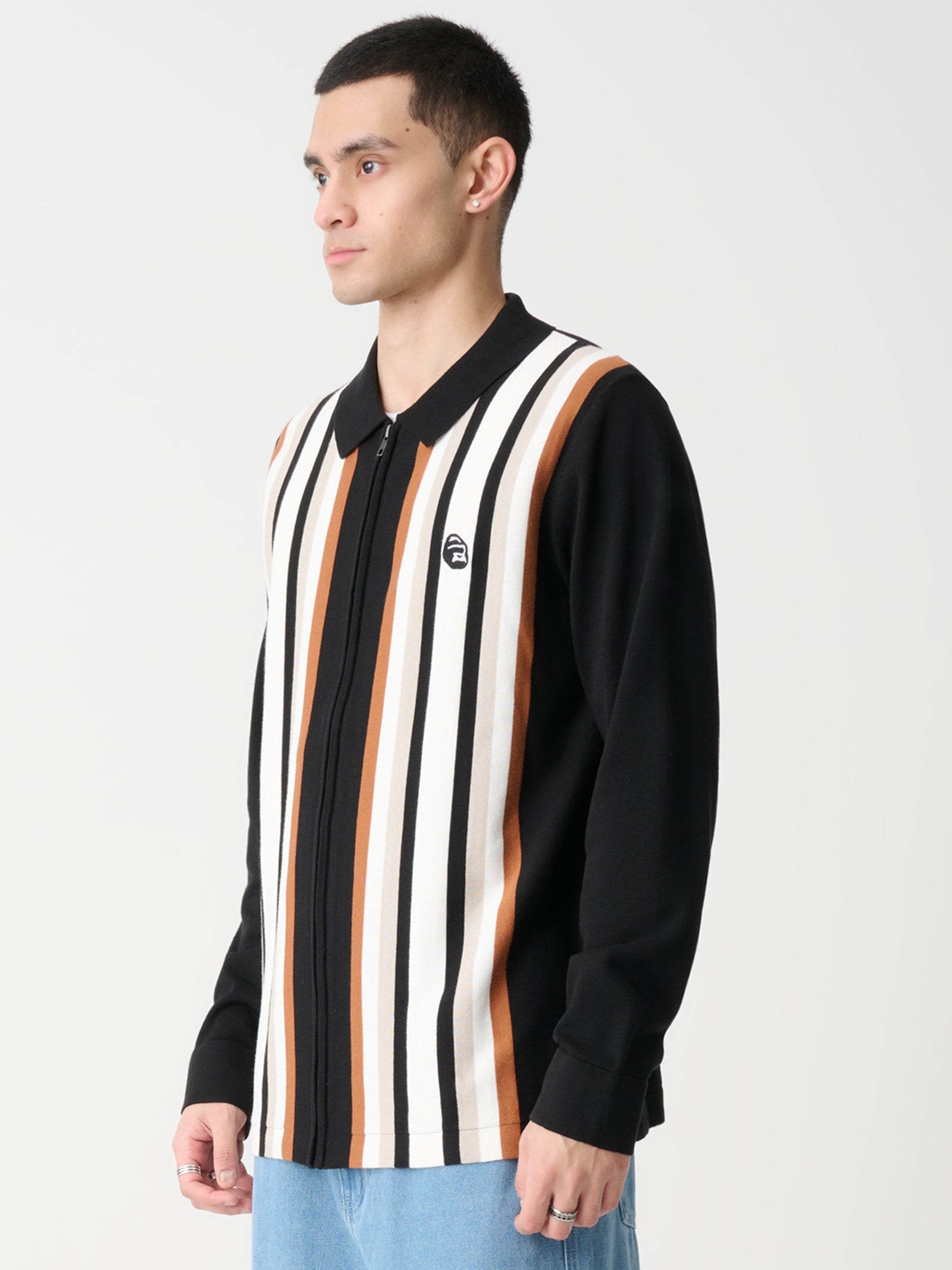 Rail Zip Knit Long Sleeve Polo